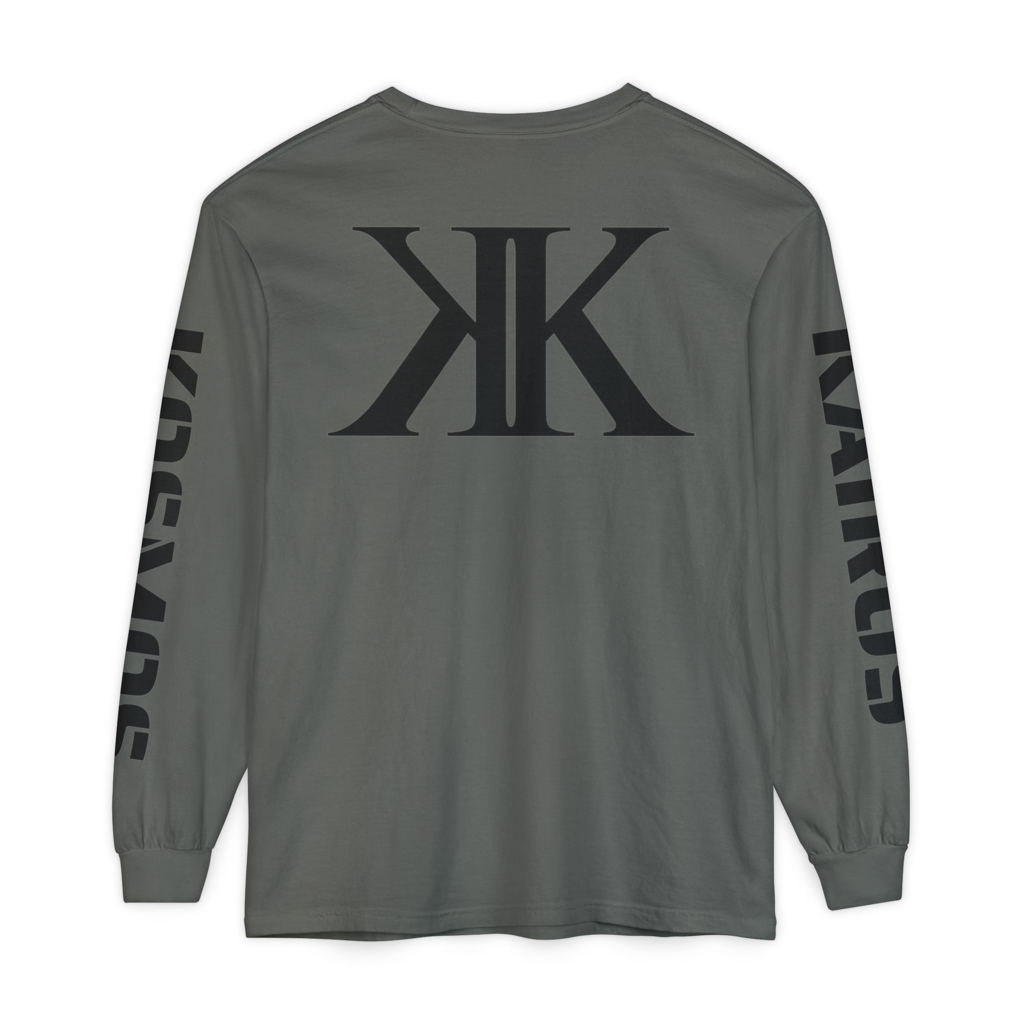 KOSMOS Monogram Uni-Sex Long Sleeve Tee — Bold Black Logo Sleeve Shirt