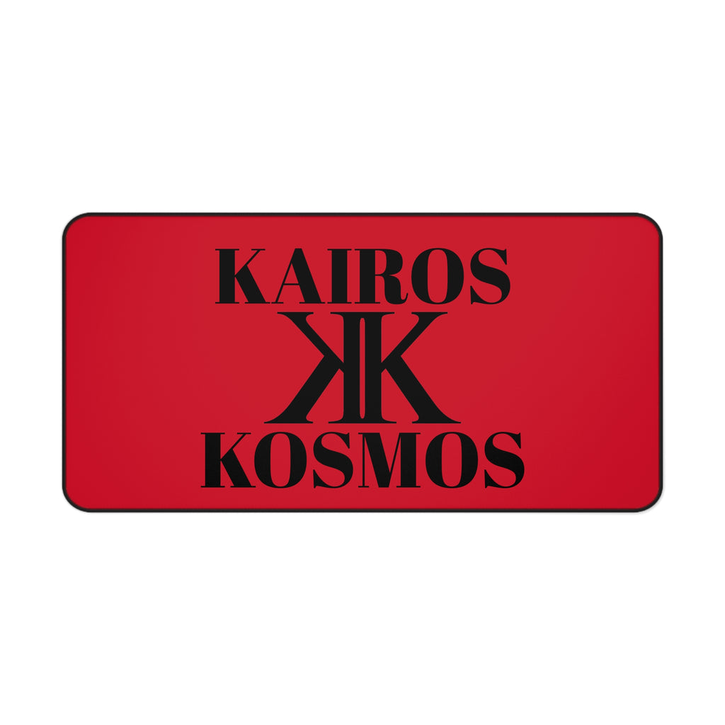 Desk Mat RED — Minimalist 'KAIROS KOSMOS' Black & White Logo Desk Mat