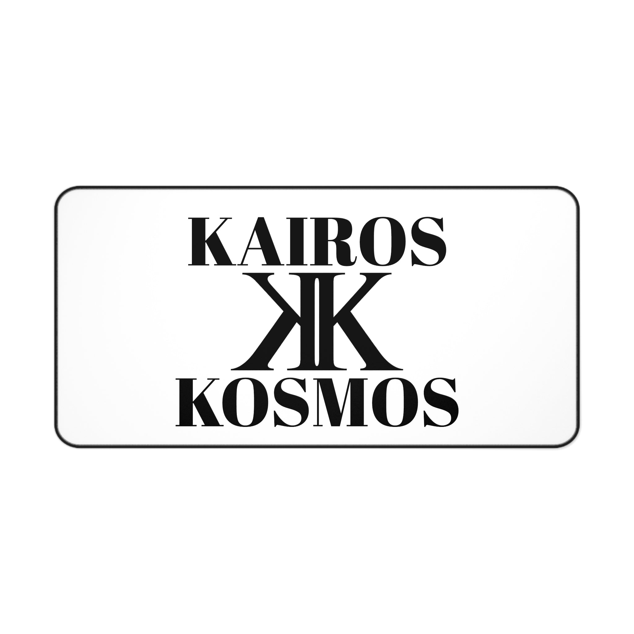 Desk Mat — Minimalist 'KAIROS KOSMOS' Black & White Logo Desk Mat