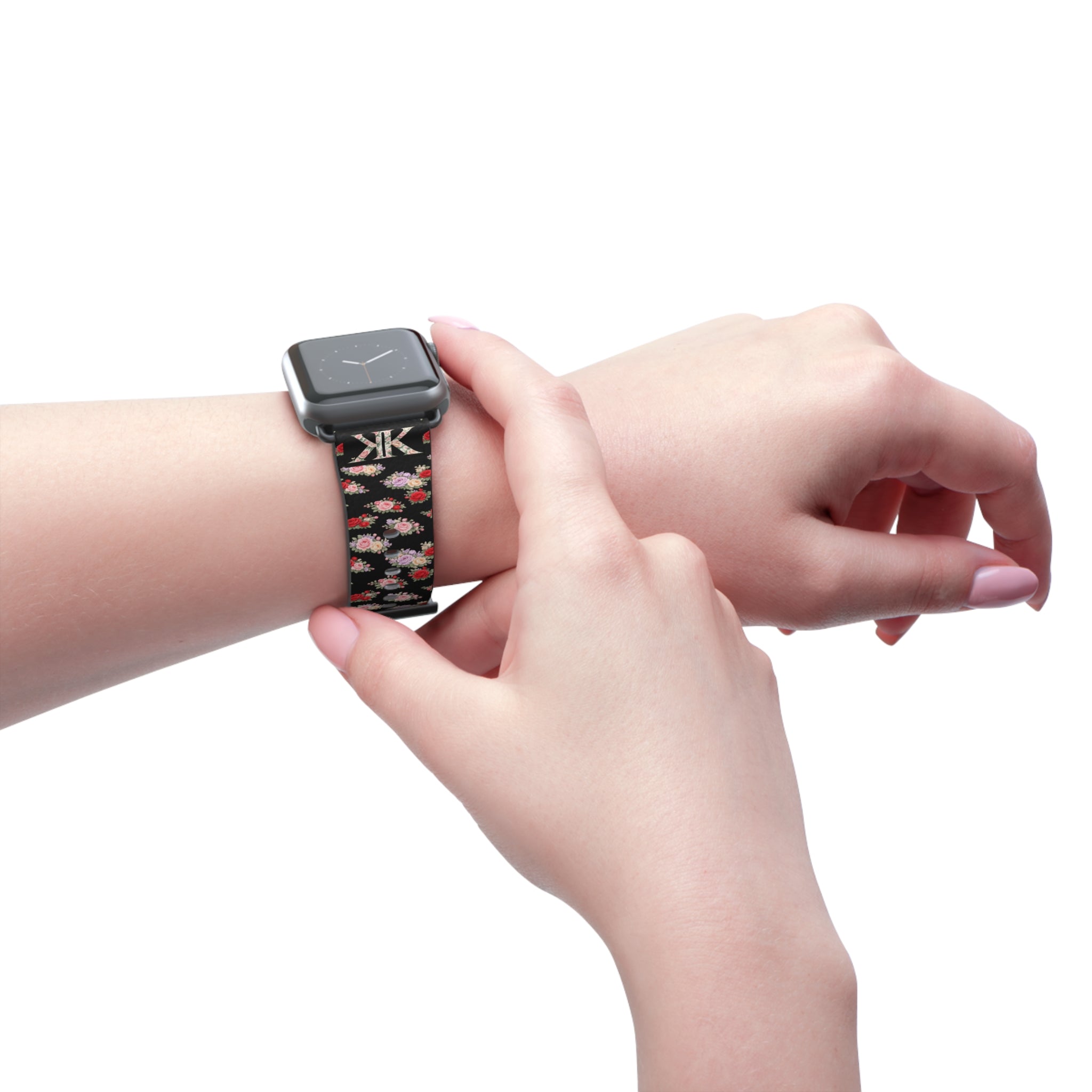 Anthos Collection BLACK Floral Vintage Watch Band — Apple Watch Strap