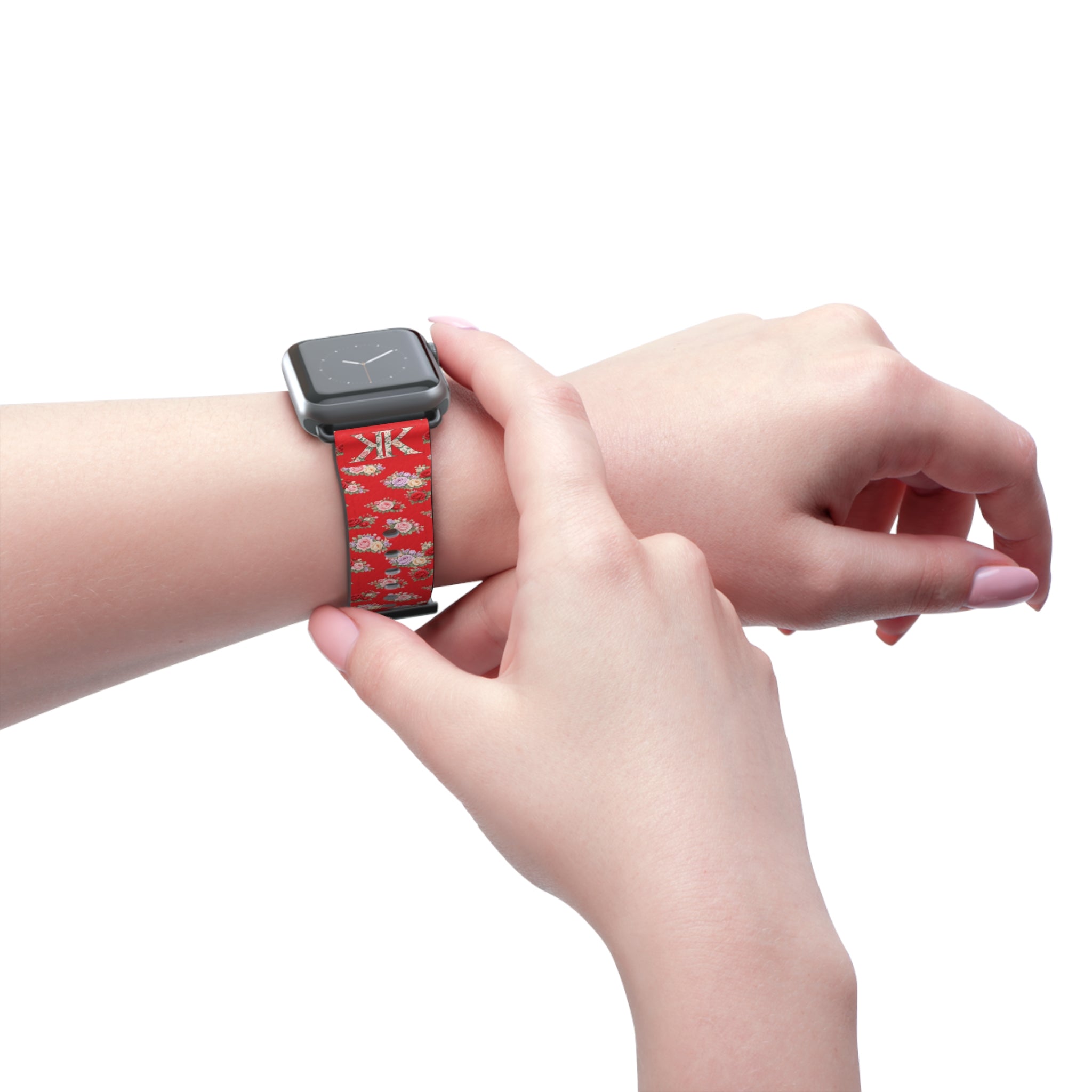 Anthos Collection RED Floral Vintage Watch Band — Apple Watch Strap