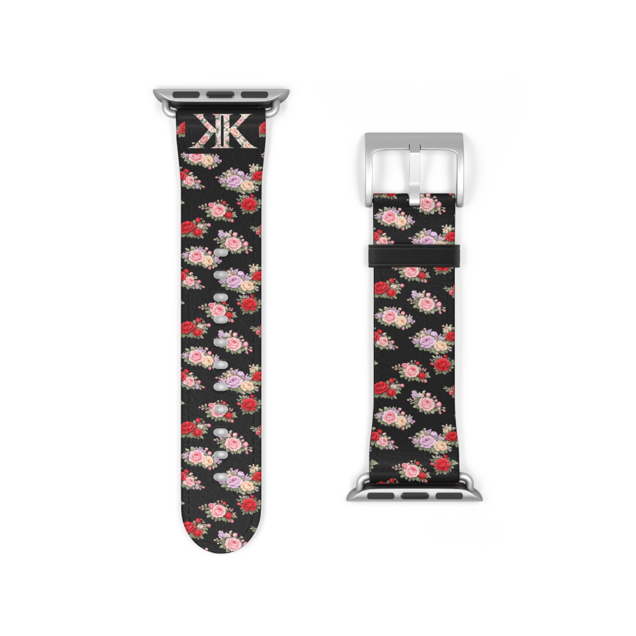 Anthos Collection BLACK Floral Vintage Watch Band — Apple Watch Strap