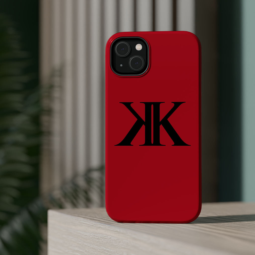 Magnetic Impact-Resistant RED Case with Bold KK Monogram