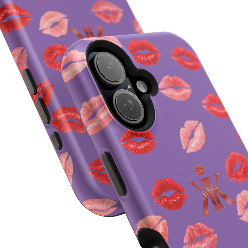 Psyche Collection Light Purple - Kiss Pattern Magnetic Impact Phone Case