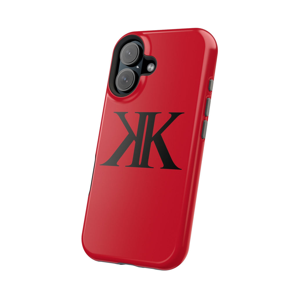 Magnetic Impact-Resistant RED Case with Bold KK Monogram