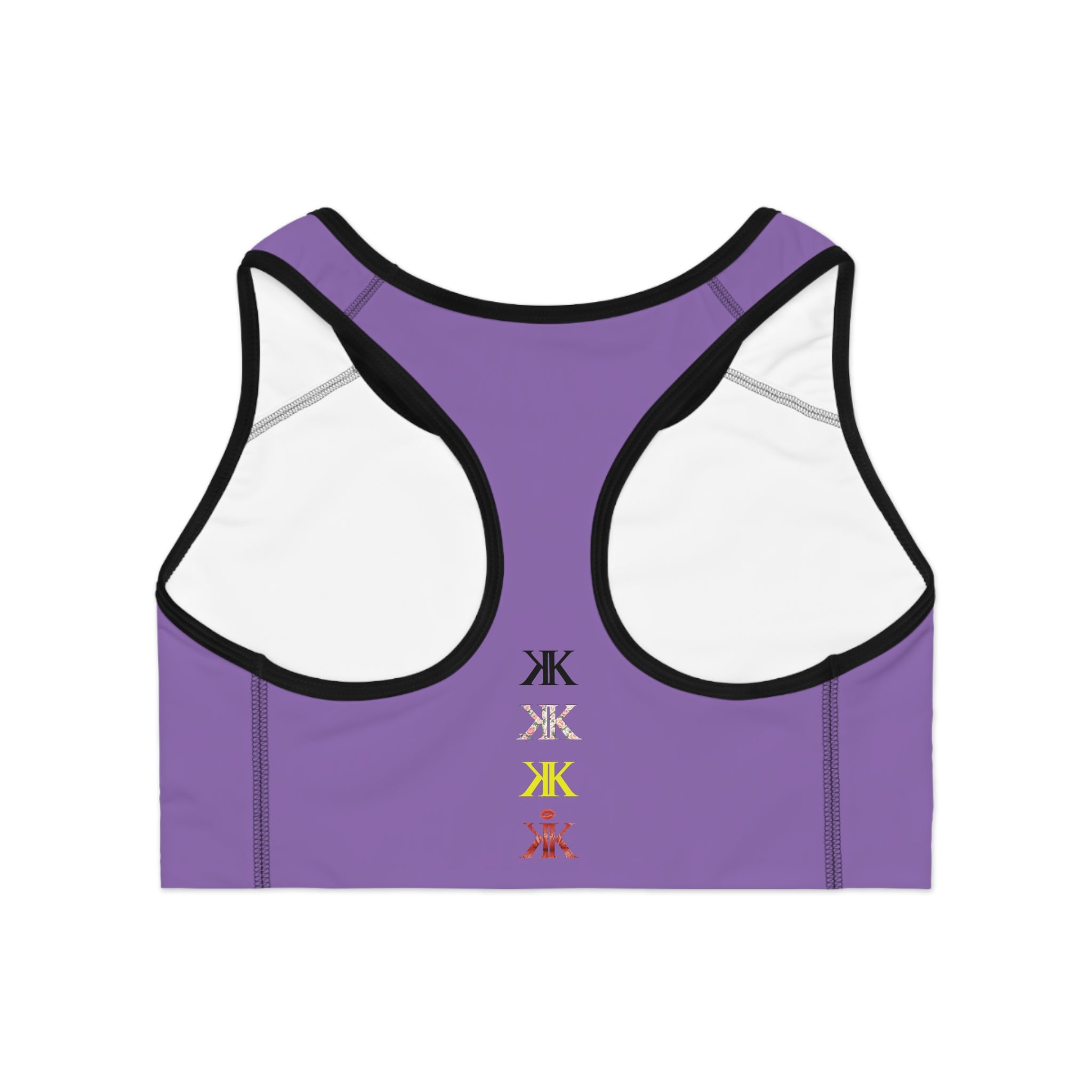 Sigil Collection Light Purple Minimalist Stacked Logo Sports Bra — Colorful Monogram Activewear
