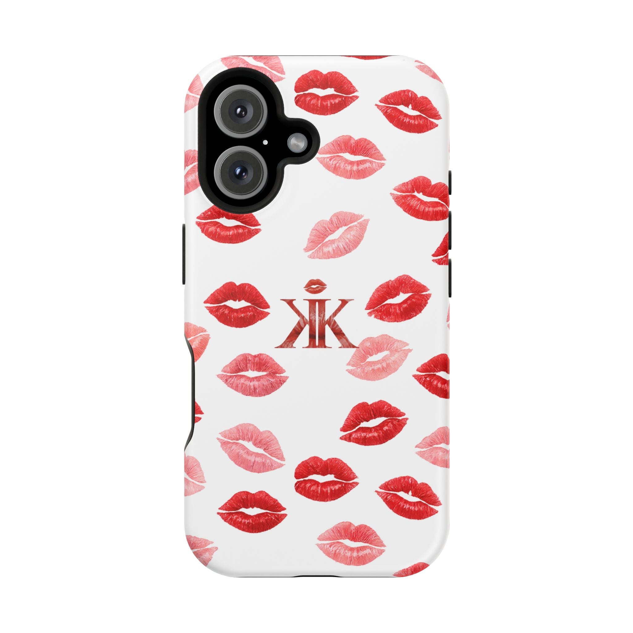 Psyche Collection White - Kiss Pattern Magnetic Impact Phone Case
