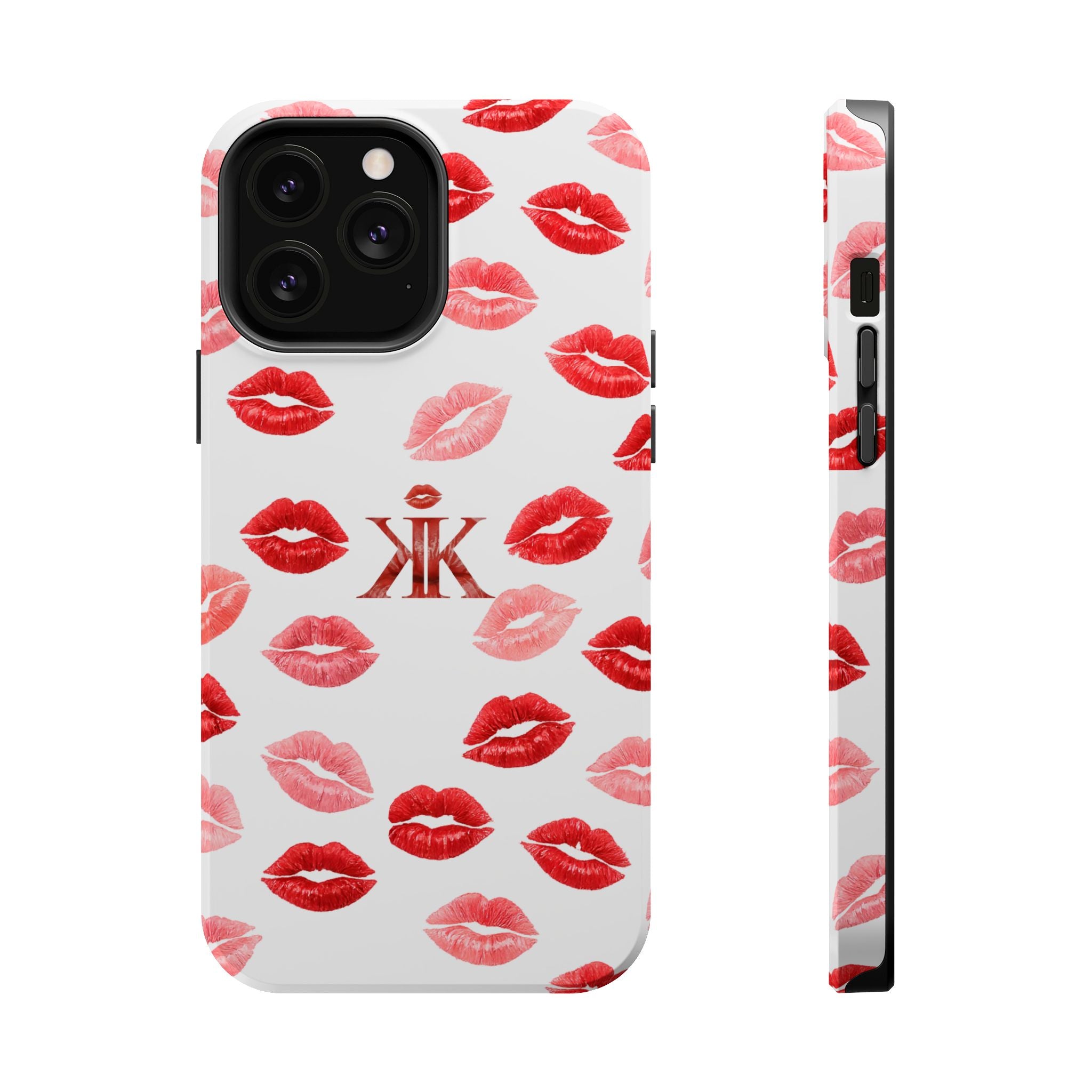 Psyche Collection White - Kiss Pattern Magnetic Impact Phone Case