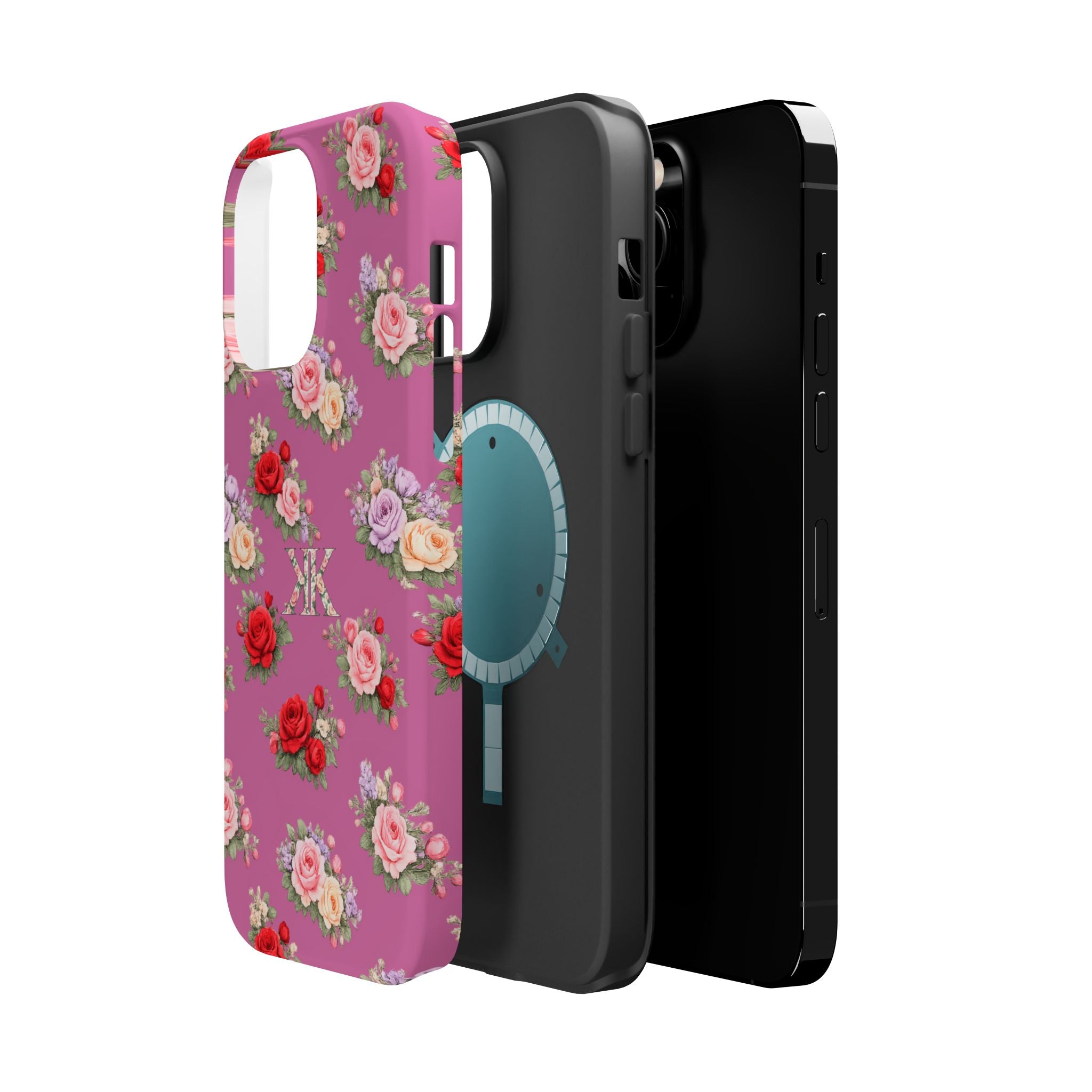 Anthos Collection Light Pink  Vintage Floral Rose Pattern Magnetic Impact-Resistant Phone Case