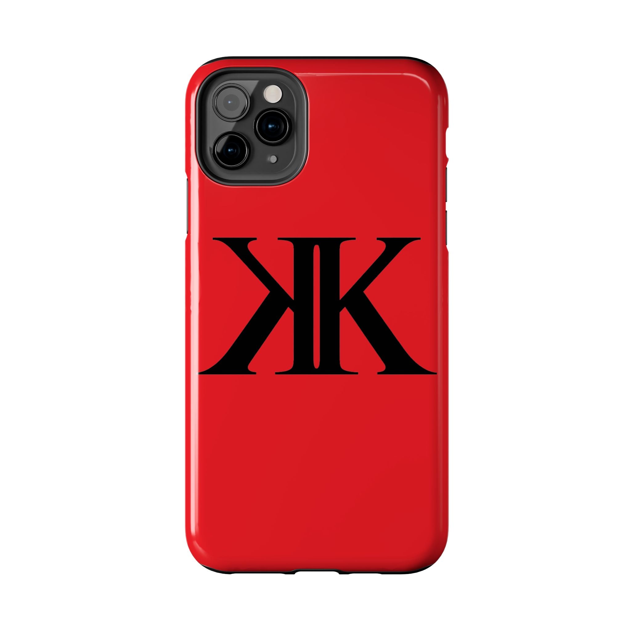 Monogram 'KK' RED Tough Phone Case — Minimal Black Initials Protective Cover