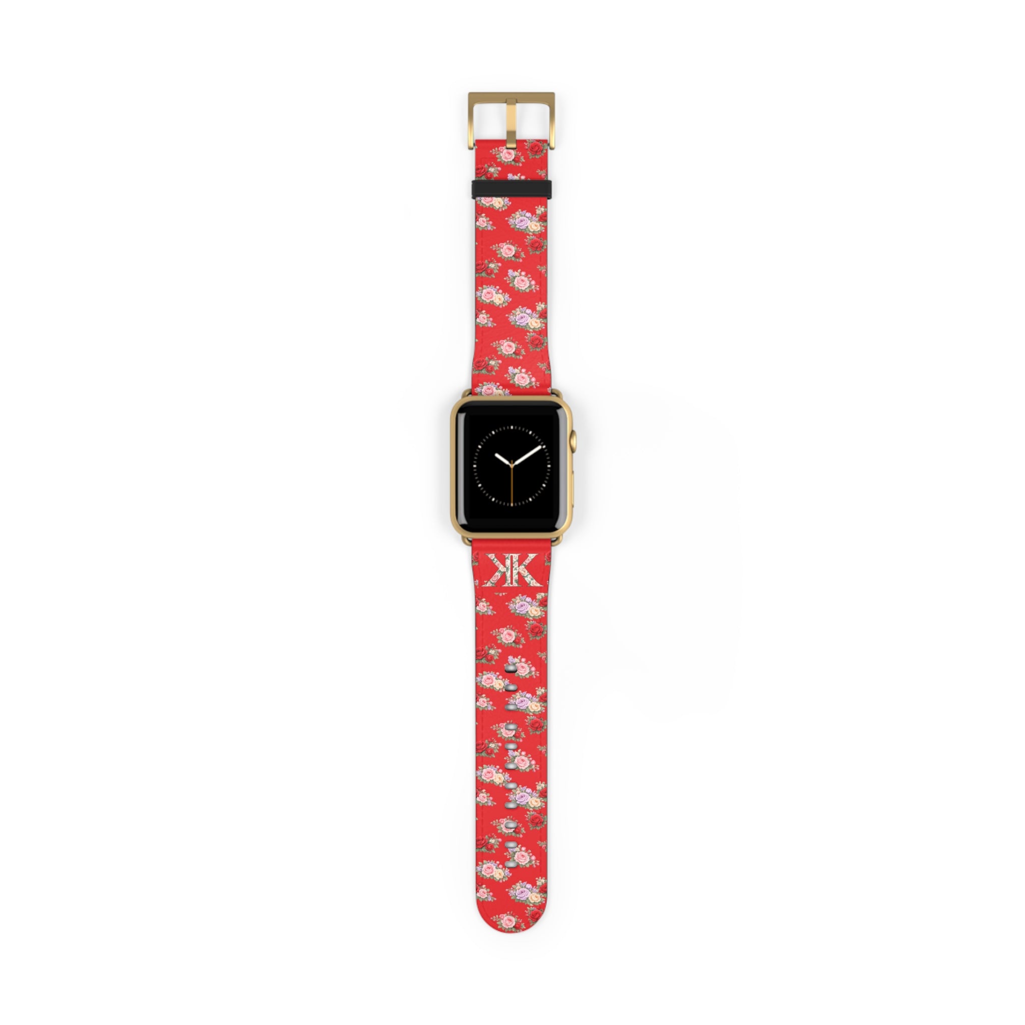 Anthos Collection RED Floral Vintage Watch Band — Apple Watch Strap