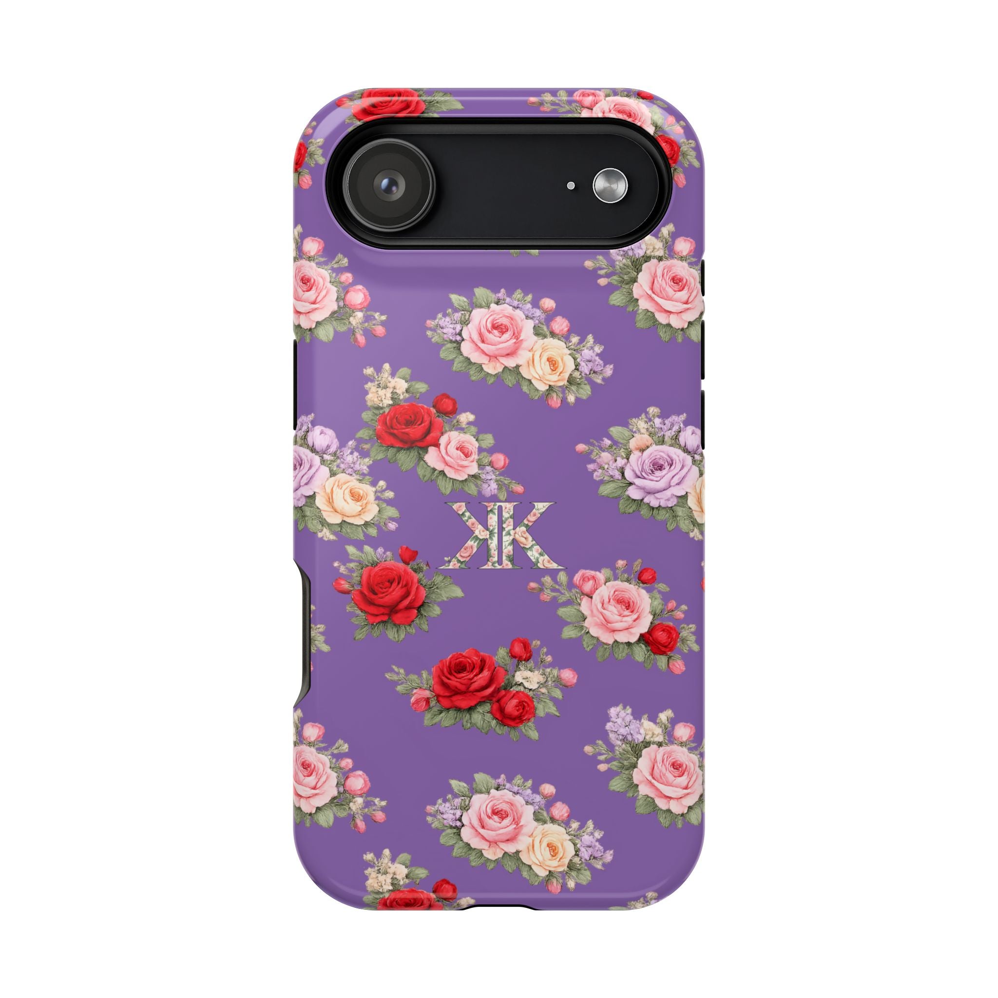 Anthos Collection Light Purple Vintage Floral Rose Pattern Magnetic Impact-Resistant Phone Case