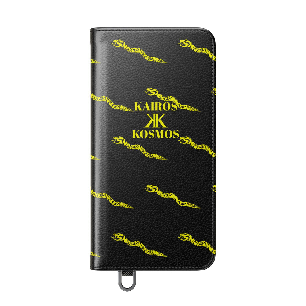 Aspis Collection Flip Case Phone Wallet — Black & Gold Kairos Kosmos Pattern