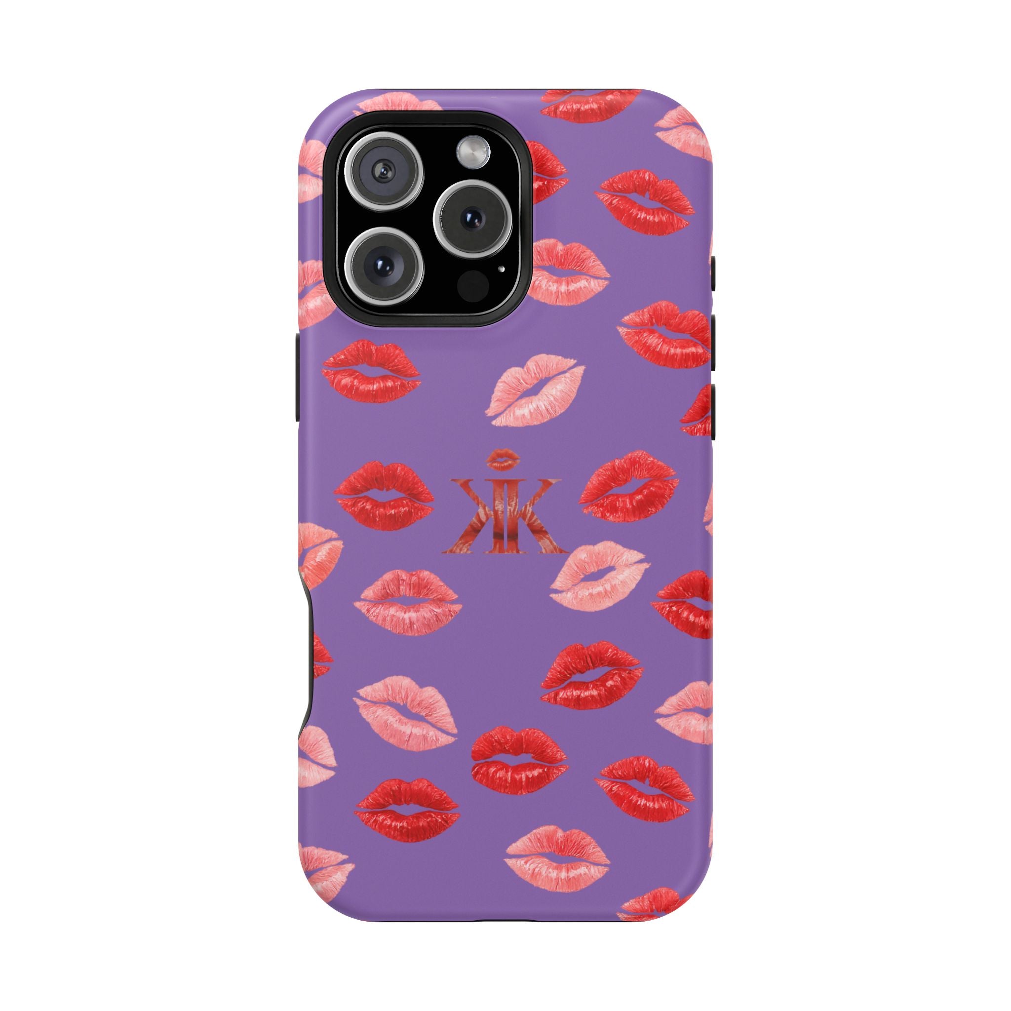 Psyche Collection Light Purple - Kiss Pattern Magnetic Impact Phone Case