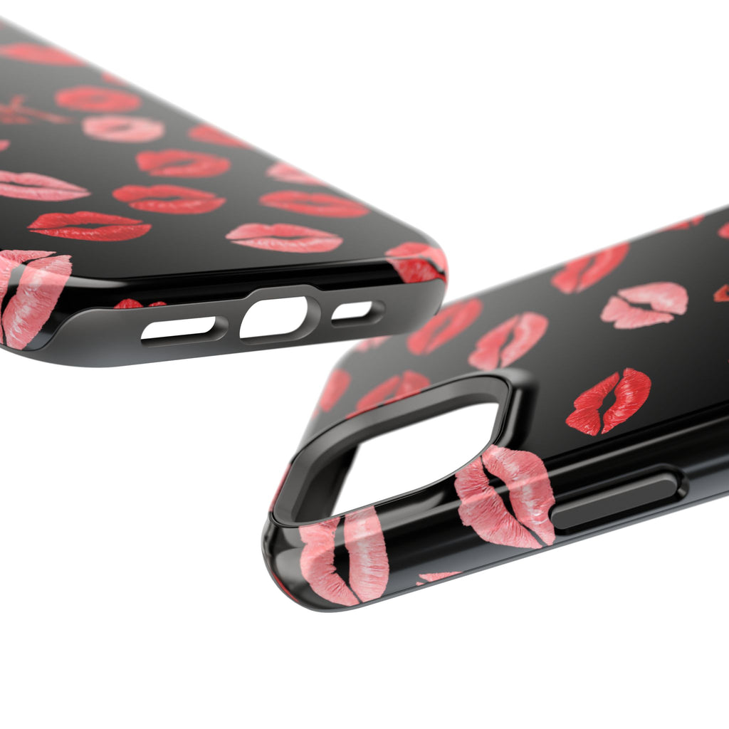 Psyche Collection BLACK - Kiss Pattern Magnetic Impact Phone Case