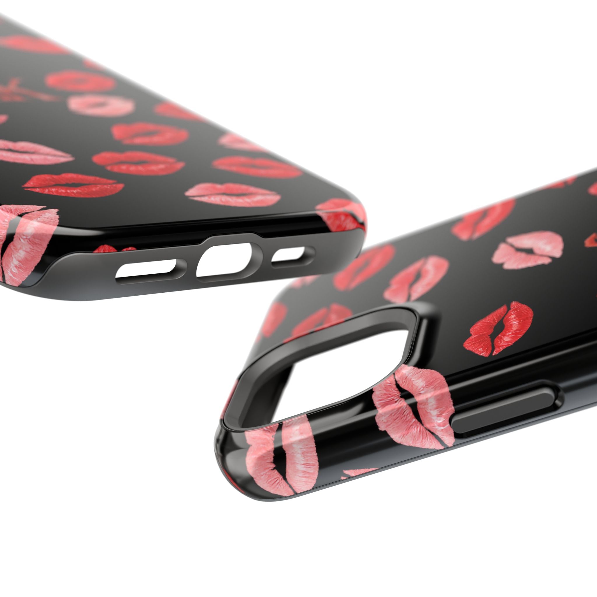 Psyche Collection BLACK - Kiss Pattern Magnetic Impact Phone Case