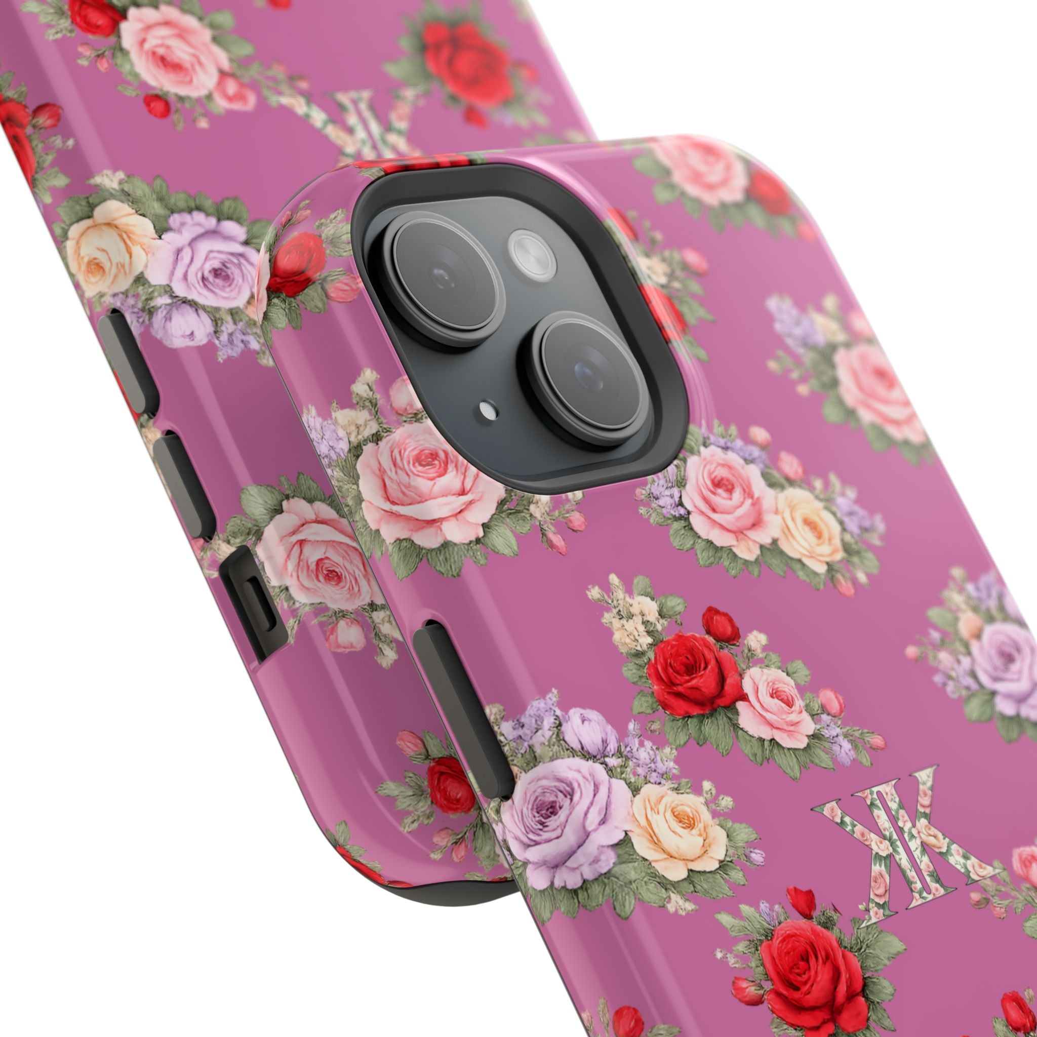 Anthos Collection Light Pink  Vintage Floral Rose Pattern Magnetic Impact-Resistant Phone Case