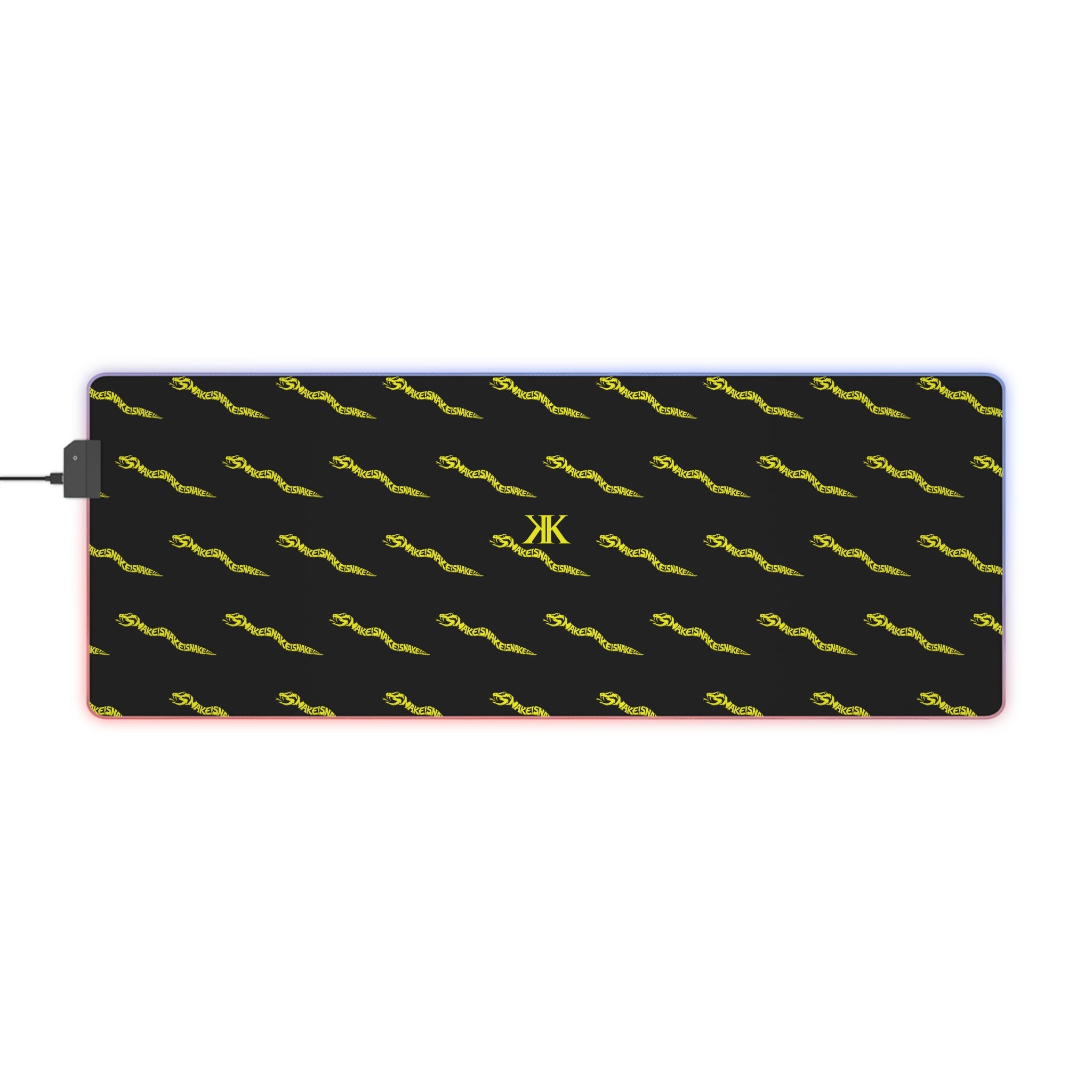 Aspis Collection LED Gaming Mouse Pad — RGB Edge Large Desk Mat with Repeating Lightning Pattern