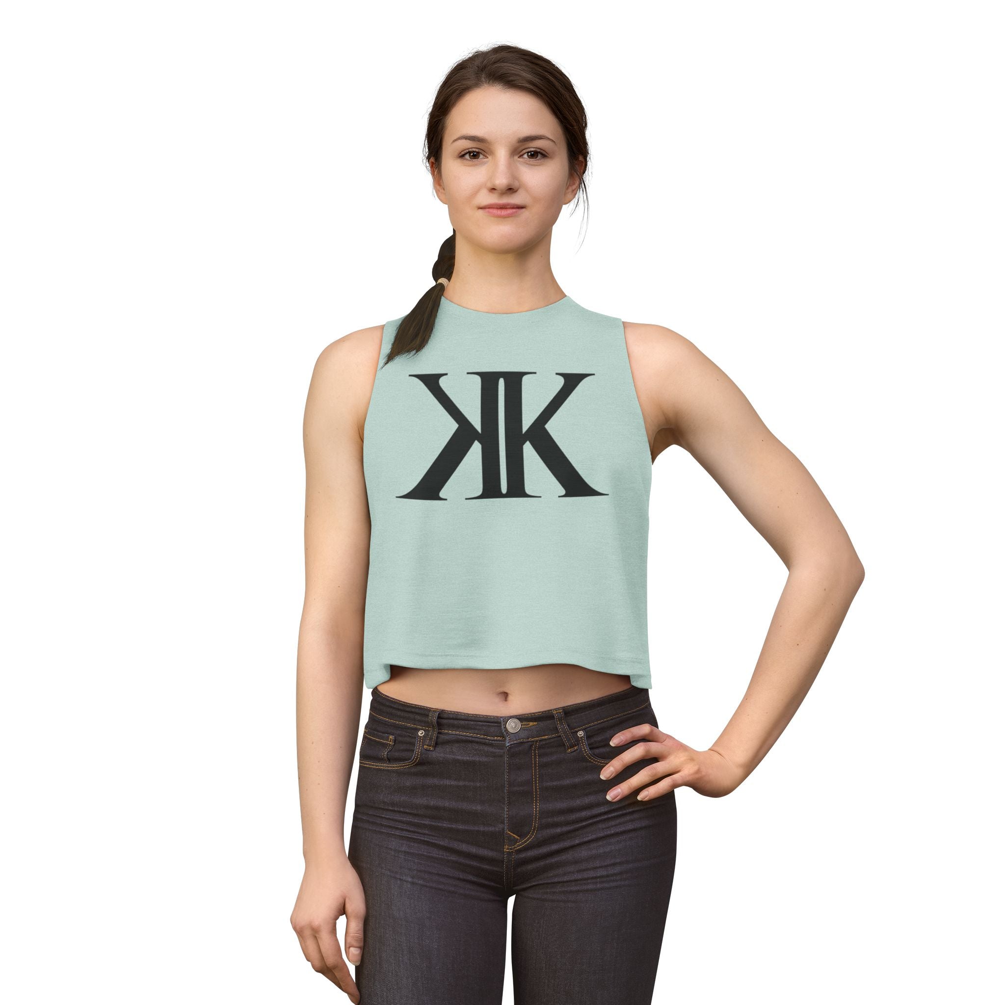Women's Crop Top with Minimal Double K Logo – Stylish Monogram Tank