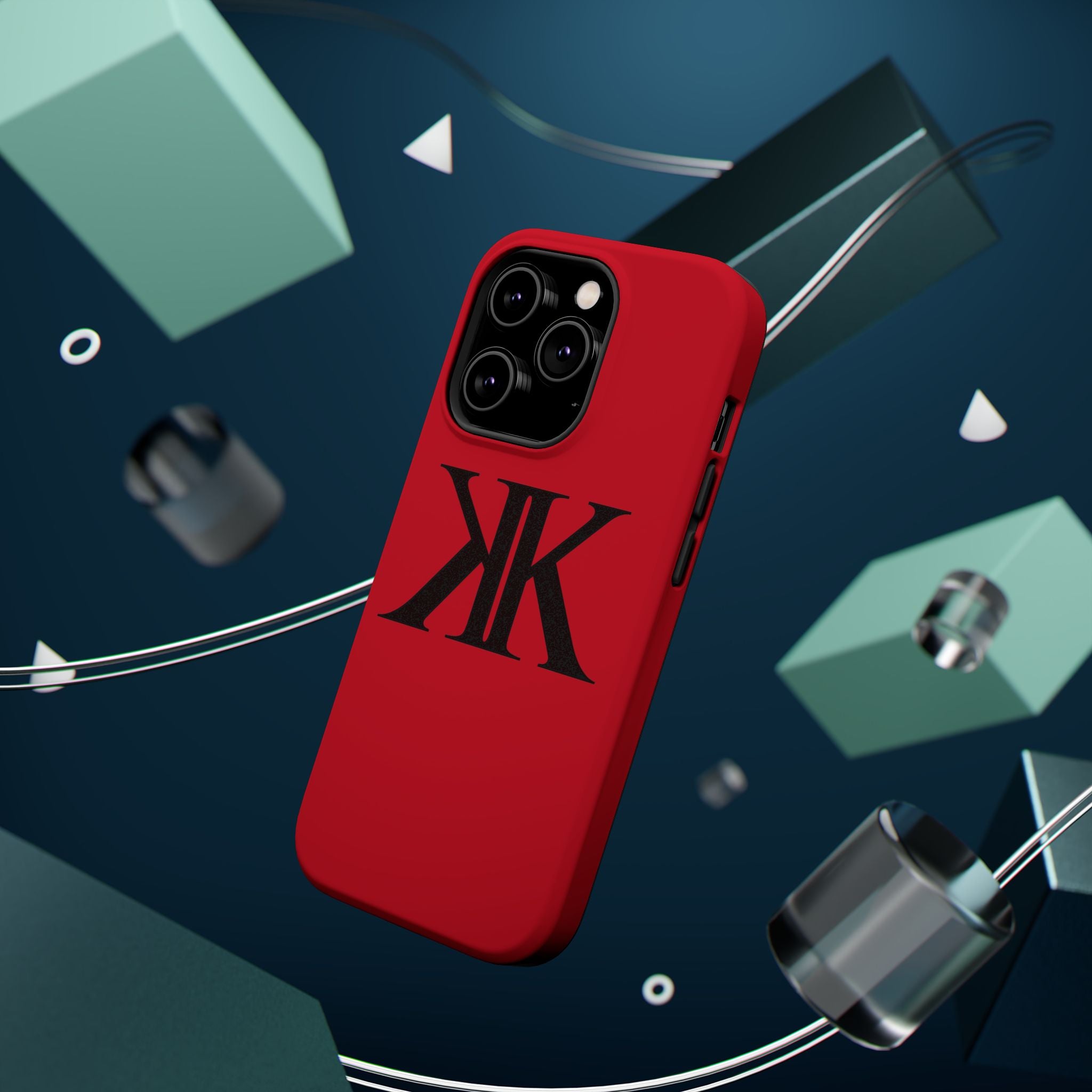 Magnetic Impact-Resistant RED Case with Bold KK Monogram