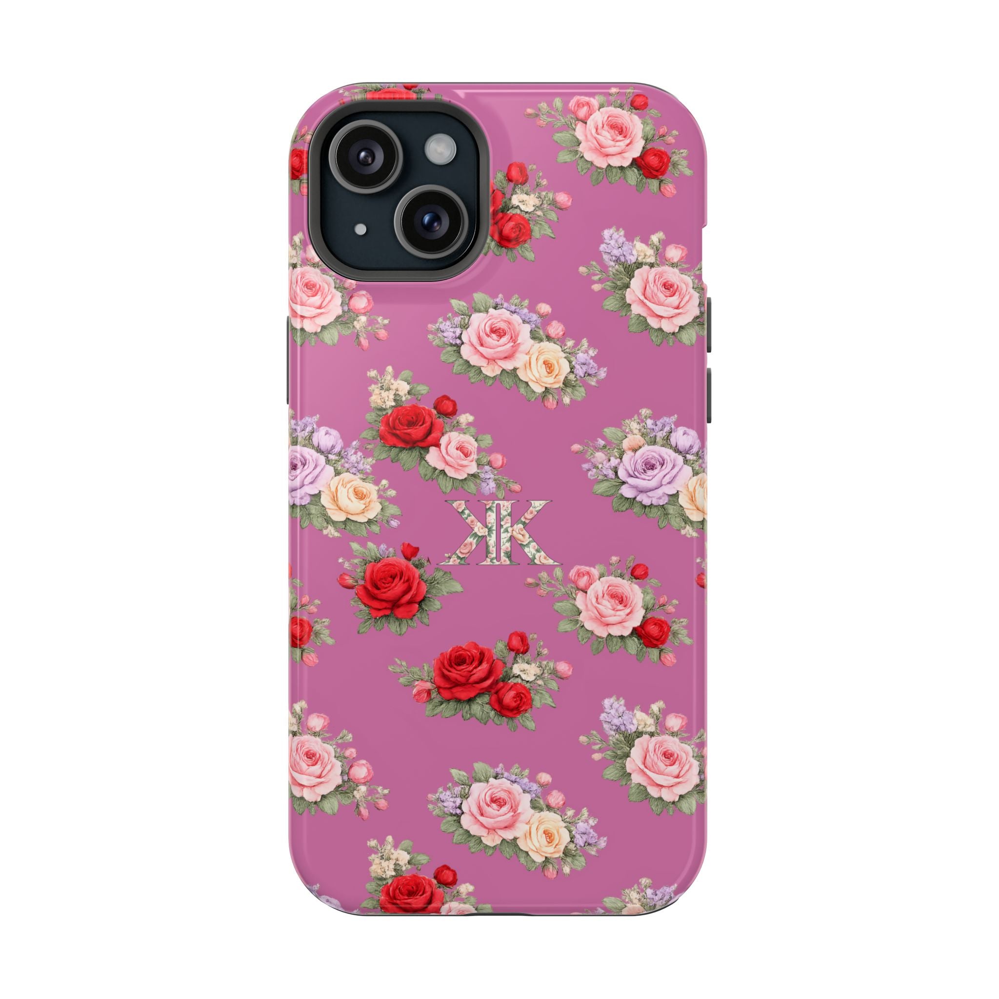 Anthos Collection Light Pink  Vintage Floral Rose Pattern Magnetic Impact-Resistant Phone Case