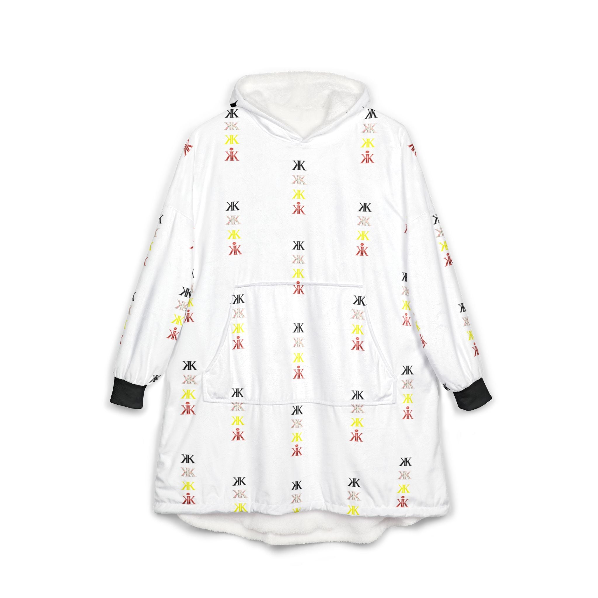 Sigil Collection Hooded Blanket — Cozy White Patterned Lounge Poncho