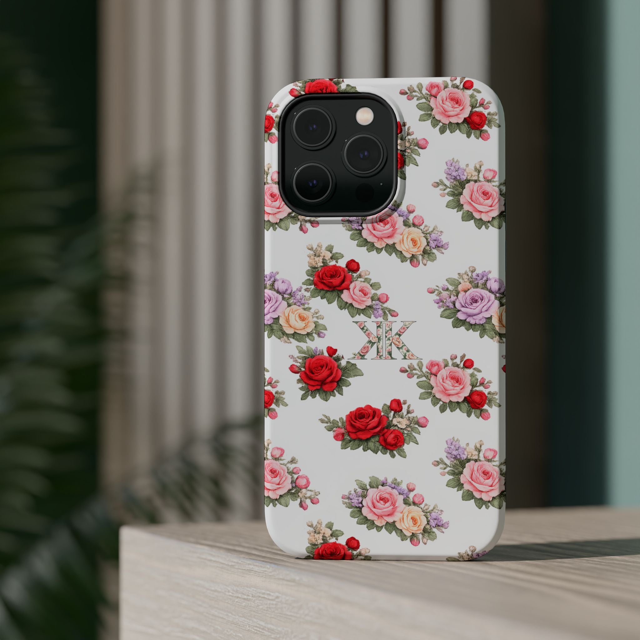 Anthos Collection Vintage Floral Rose Pattern Magnetic Impact-Resistant Phone Case