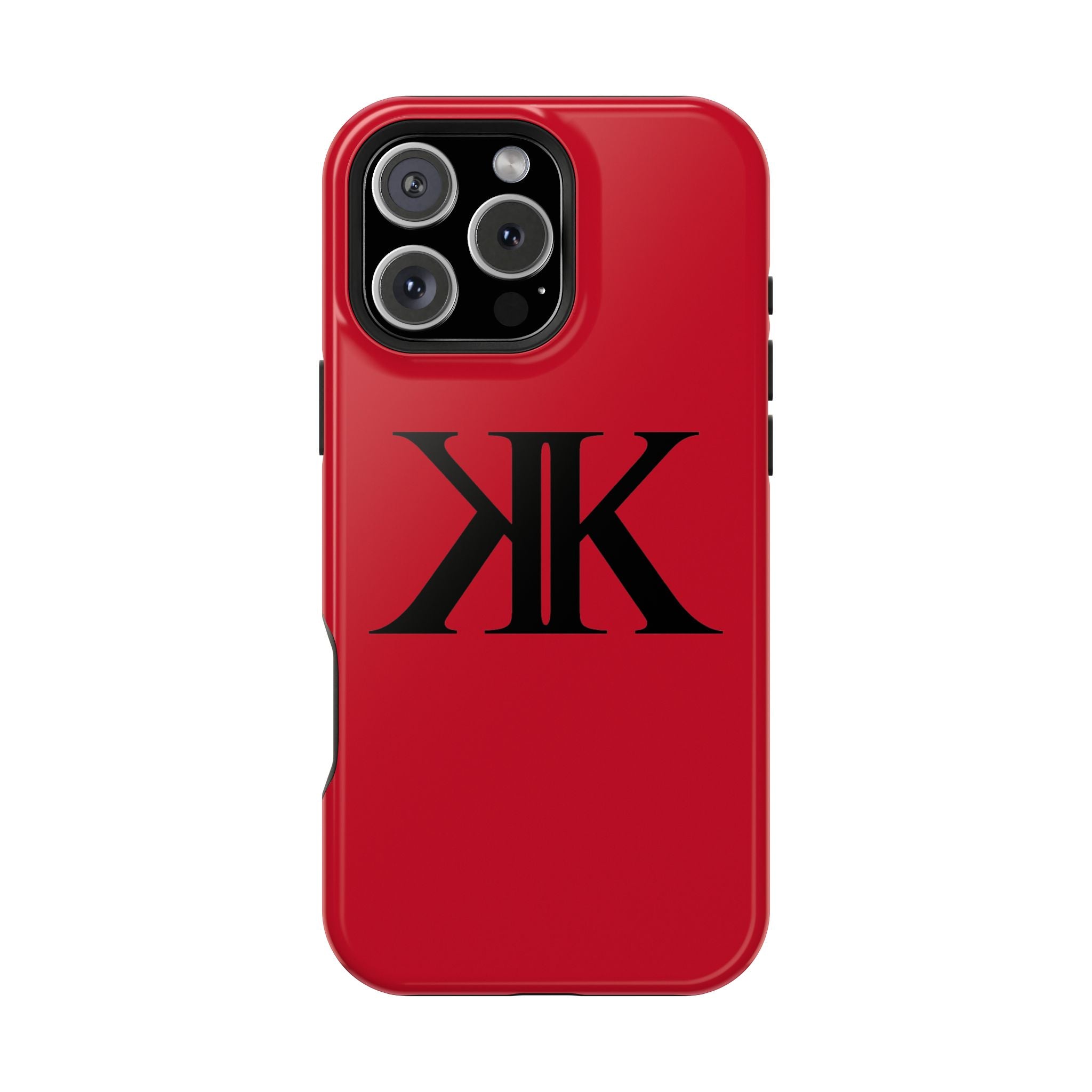 Magnetic Impact-Resistant RED Case with Bold KK Monogram