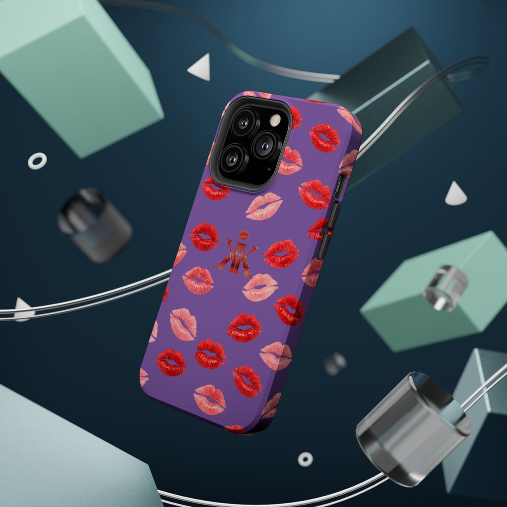 Psyche Collection Light Purple - Kiss Pattern Magnetic Impact Phone Case