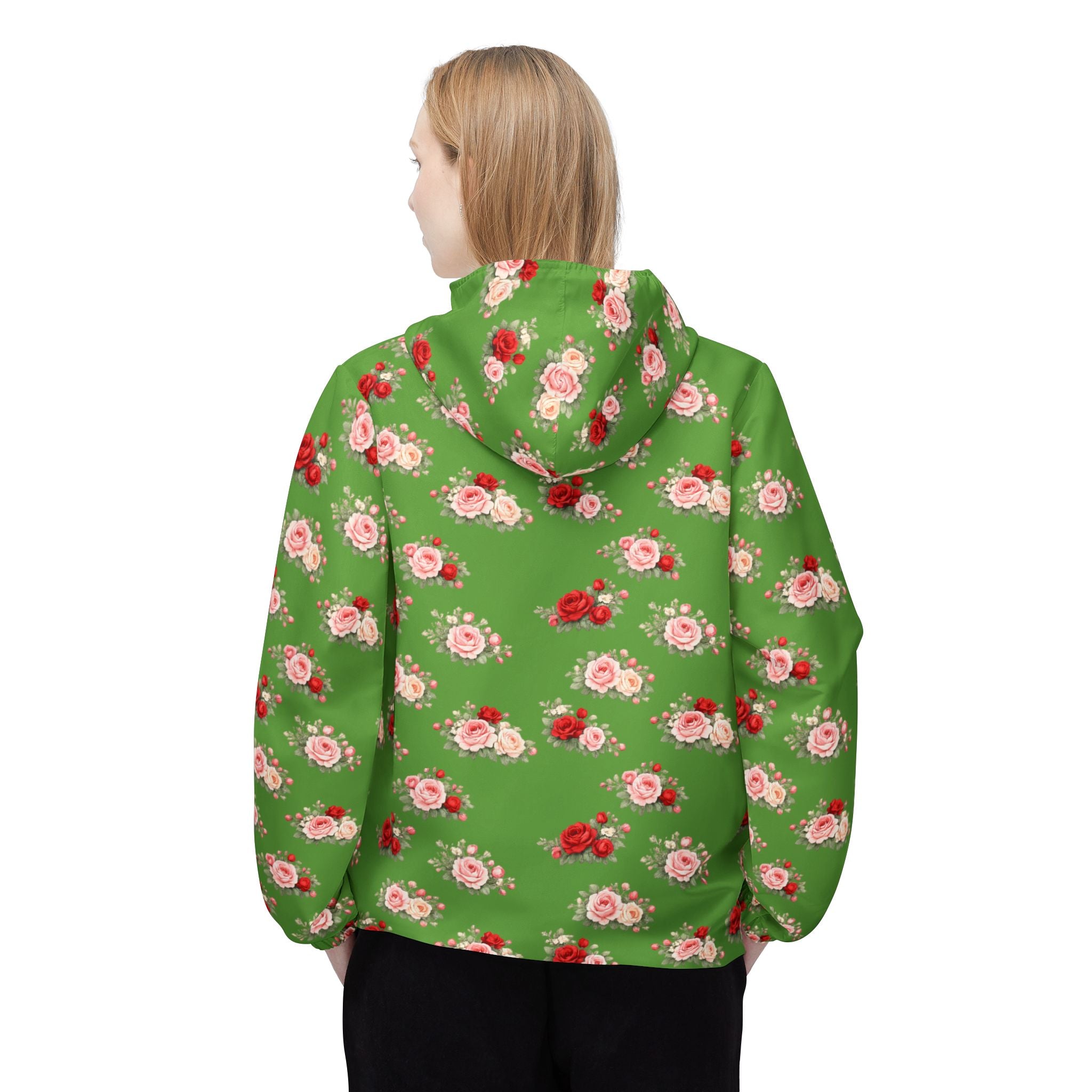 Anthos Collection Green Floral Rose Panel Windbreaker Jacket
