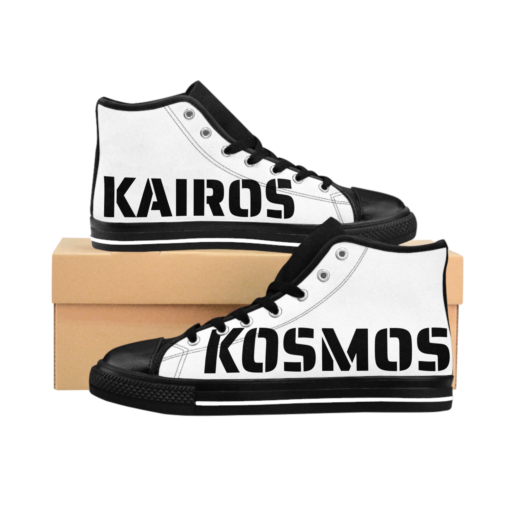 Kairos Kosmos High-Top Sneakers — Bold Black & White Street Style
