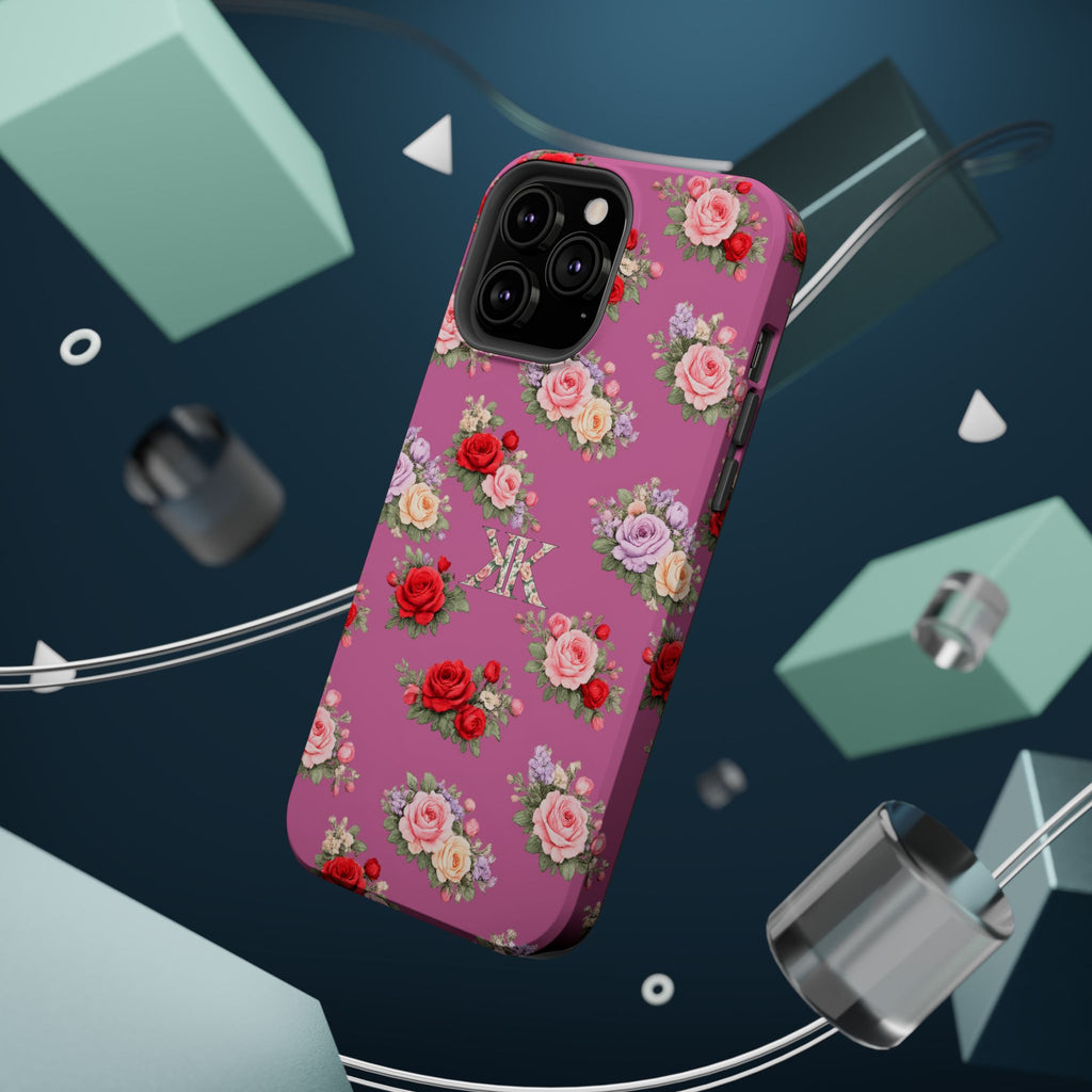 Anthos Collection Light Pink  Vintage Floral Rose Pattern Magnetic Impact-Resistant Phone Case