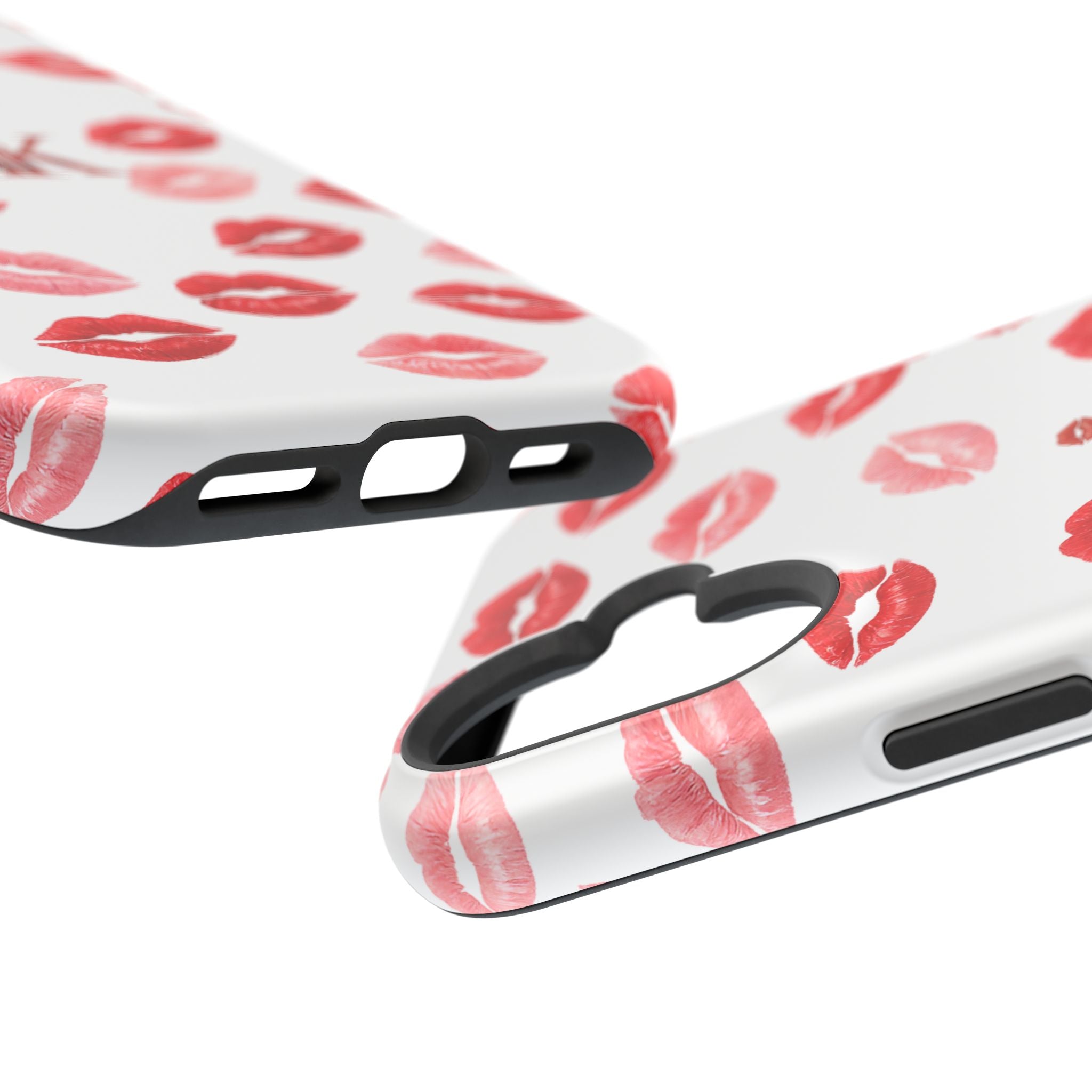 Psyche Collection White - Kiss Pattern Magnetic Impact Phone Case