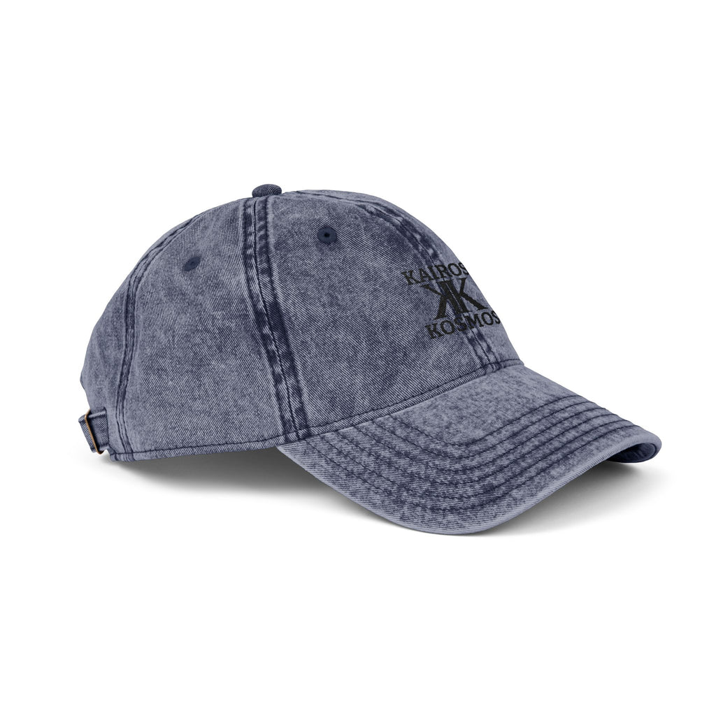 Vintage Embroidered Cap — Kairos Kosmos Logo Distressed Baseball Hat