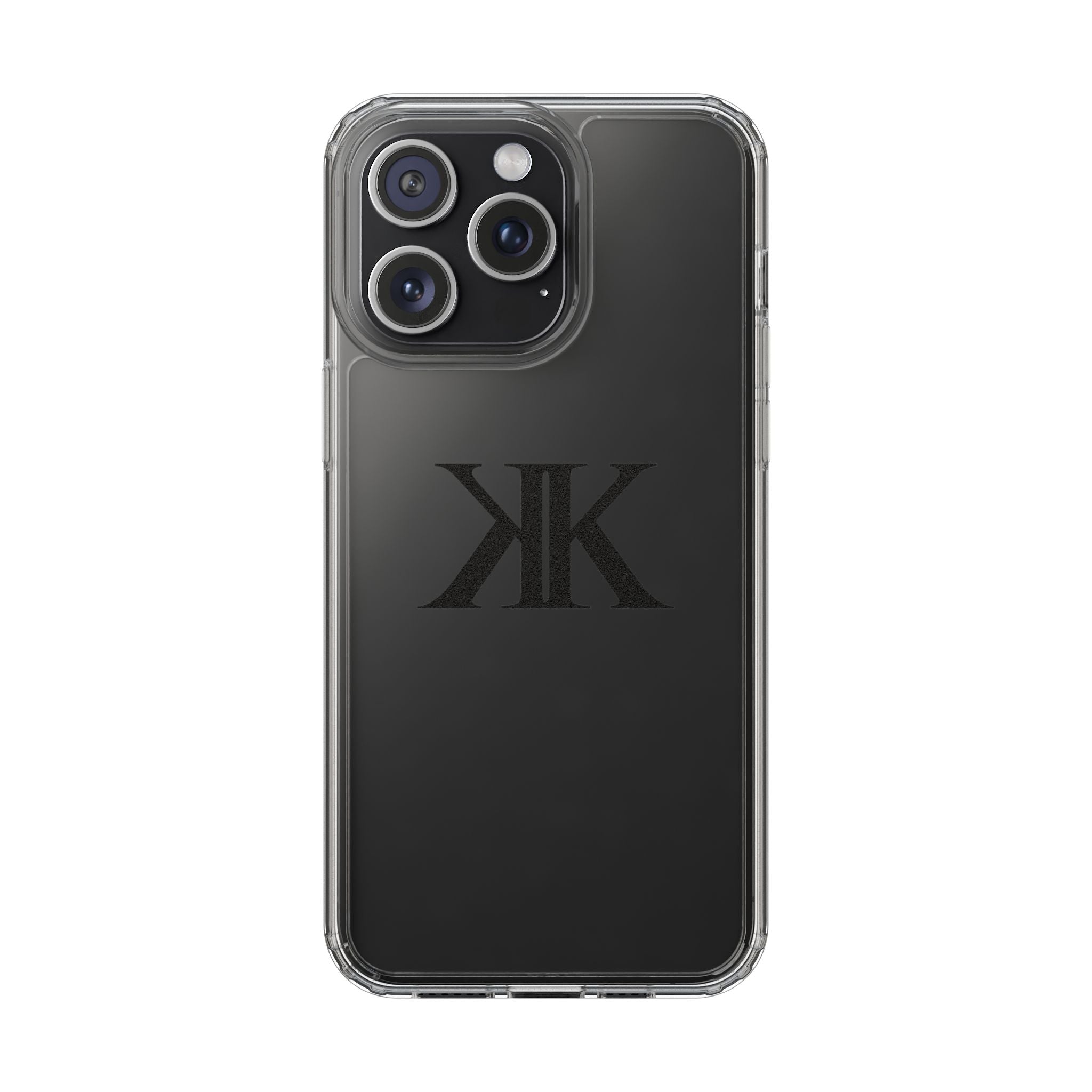 Kairos Kosmos Clear Phone Case — Minimal Black KK Monogram