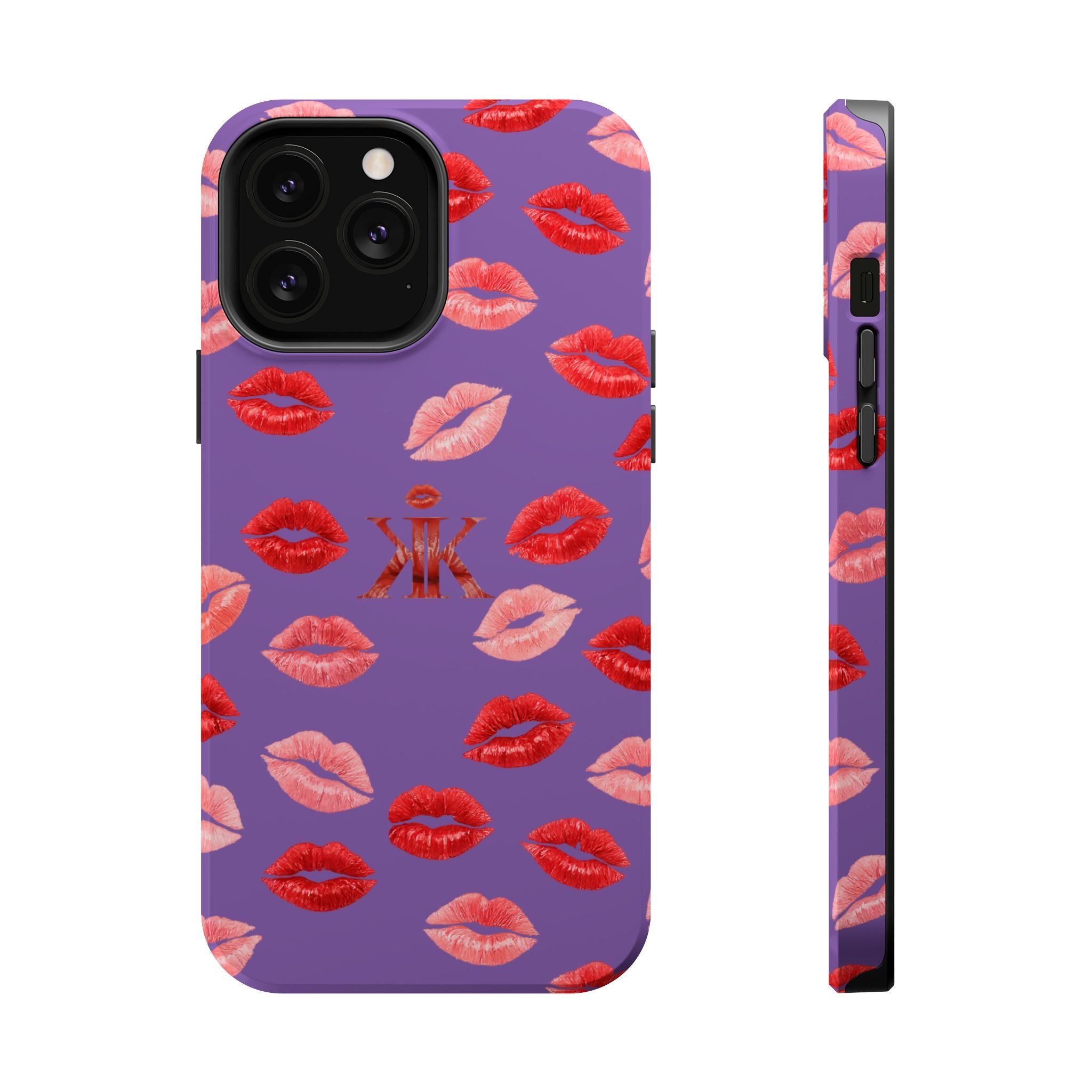 Psyche Collection Light Purple - Kiss Pattern Magnetic Impact Phone Case