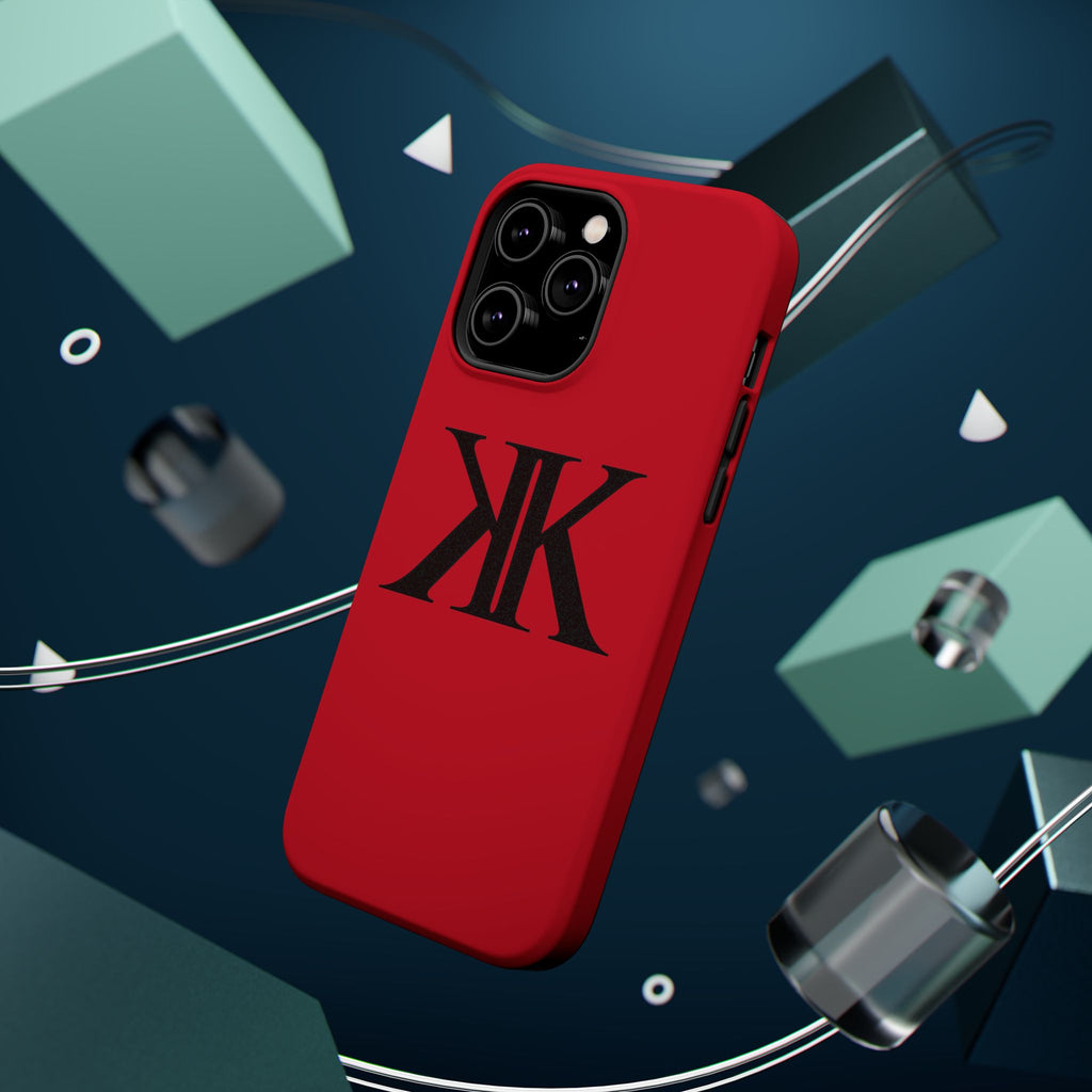 Magnetic Impact-Resistant RED Case with Bold KK Monogram