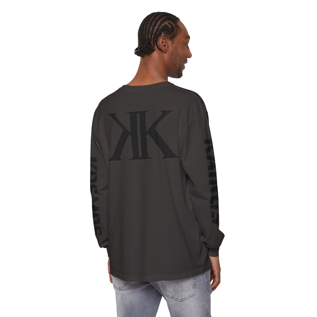 KOSMOS Monogram Uni-Sex Long Sleeve Tee — Bold Black Logo Sleeve Shirt