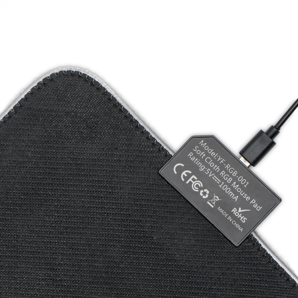 Aspis Collection LED Gaming Mouse Pad — RGB Edge Large Desk Mat with Repeating Lightning Pattern