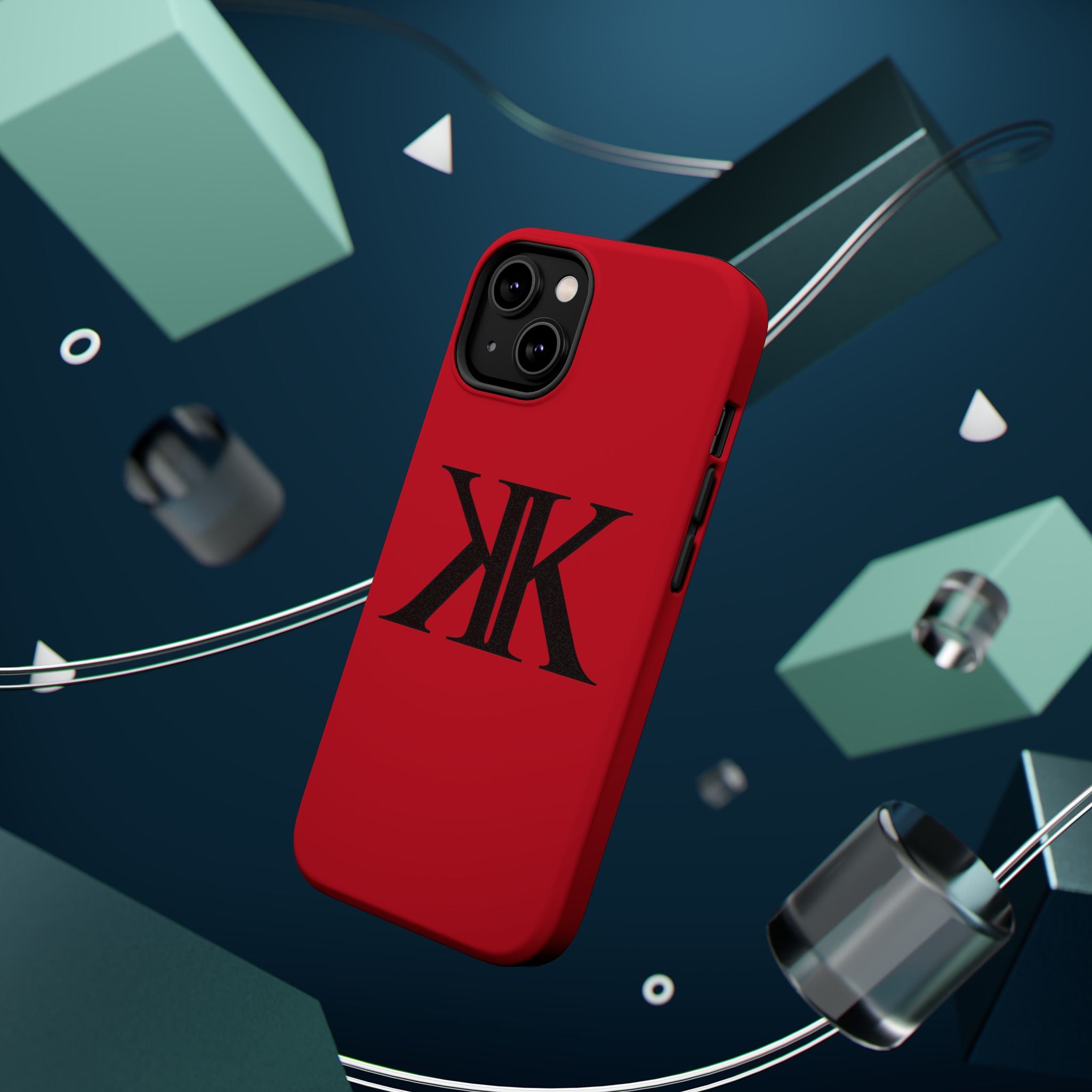 Magnetic Impact-Resistant RED Case with Bold KK Monogram