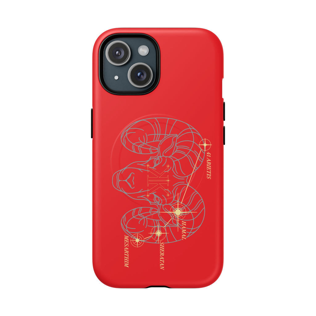 Aether Collection RED Aries Tough Magnetic Phone Case — Minimal Zodiac Design
