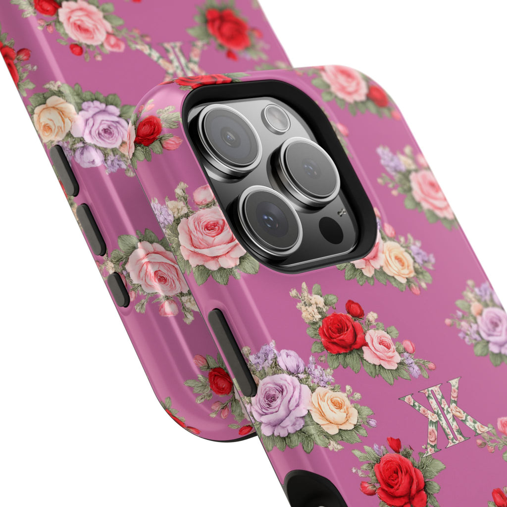 Anthos Collection Light Pink  Vintage Floral Rose Pattern Magnetic Impact-Resistant Phone Case