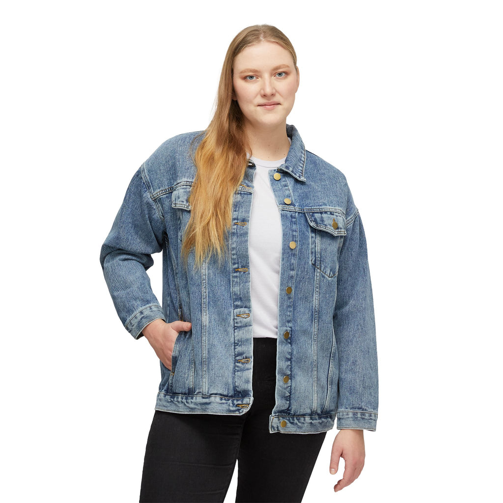 Women's Denim Jacket with Minimal Back Logo — Classic Casual Jean Jacket