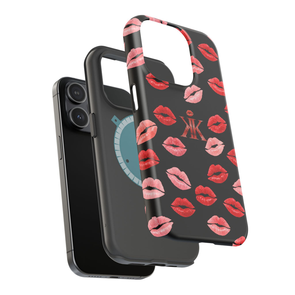 Psyche Collection BLACK - Kiss Pattern Magnetic Impact Phone Case