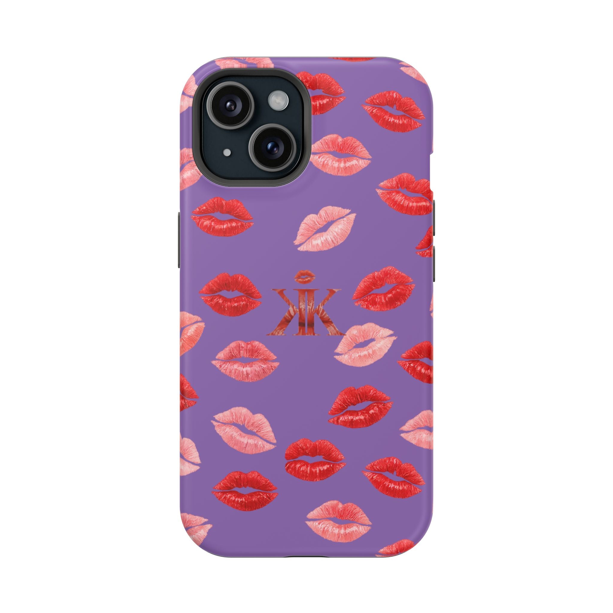 Psyche Collection Light Purple - Kiss Pattern Magnetic Impact Phone Case