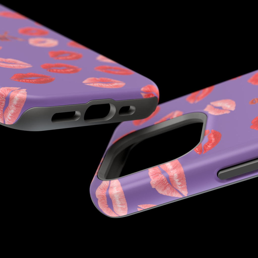 Psyche Collection Light Purple - Kiss Pattern Magnetic Impact Phone Case