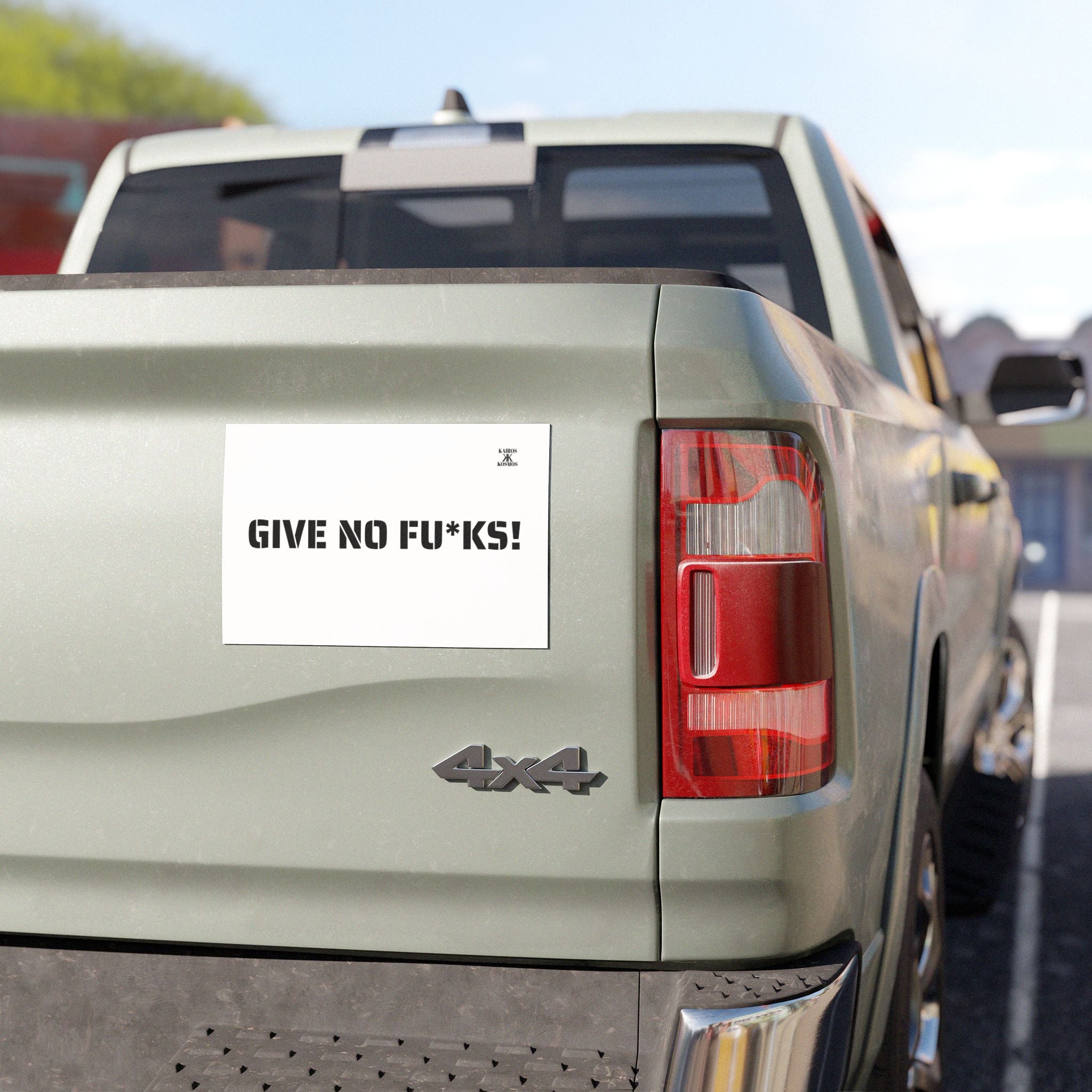 Kairos Kosmos Car Magnet — "GIVE NO FU*KS!" Bold Black Vinyl Décor
