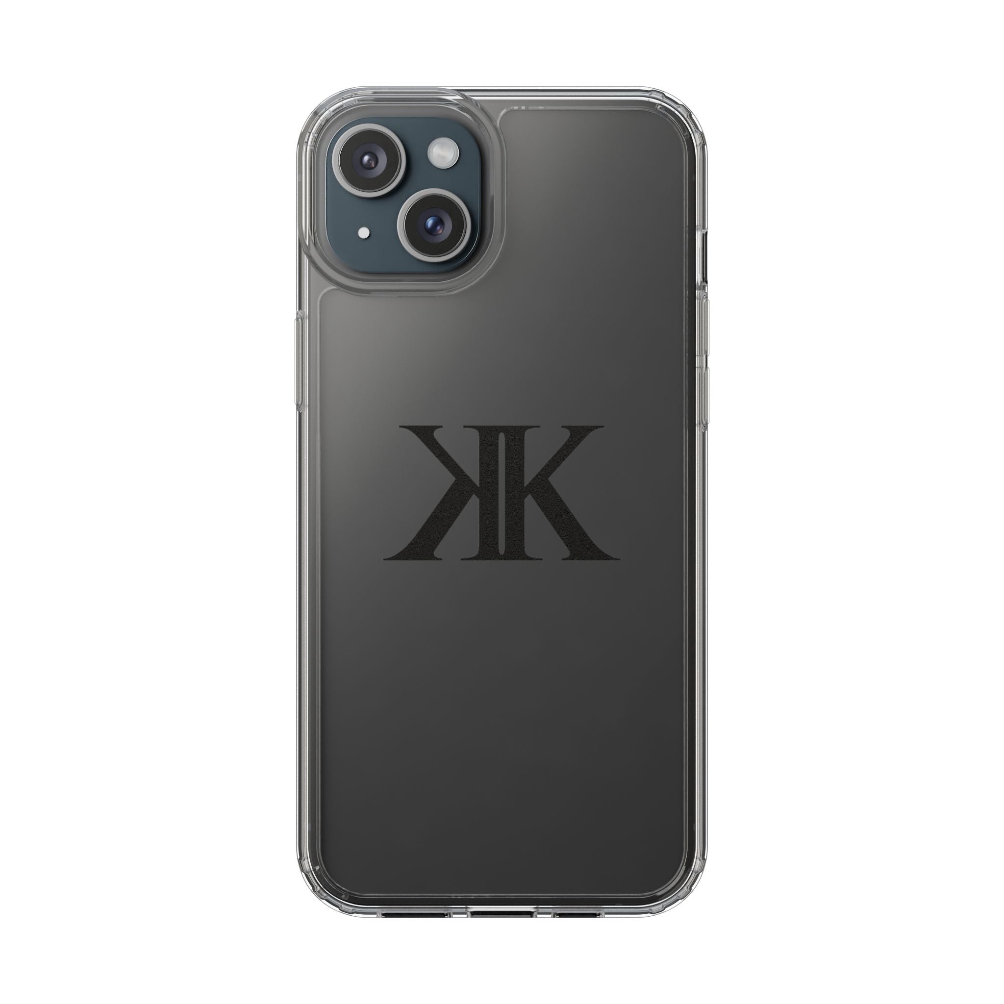 Kairos Kosmos Clear Phone Case — Minimal Black KK Monogram