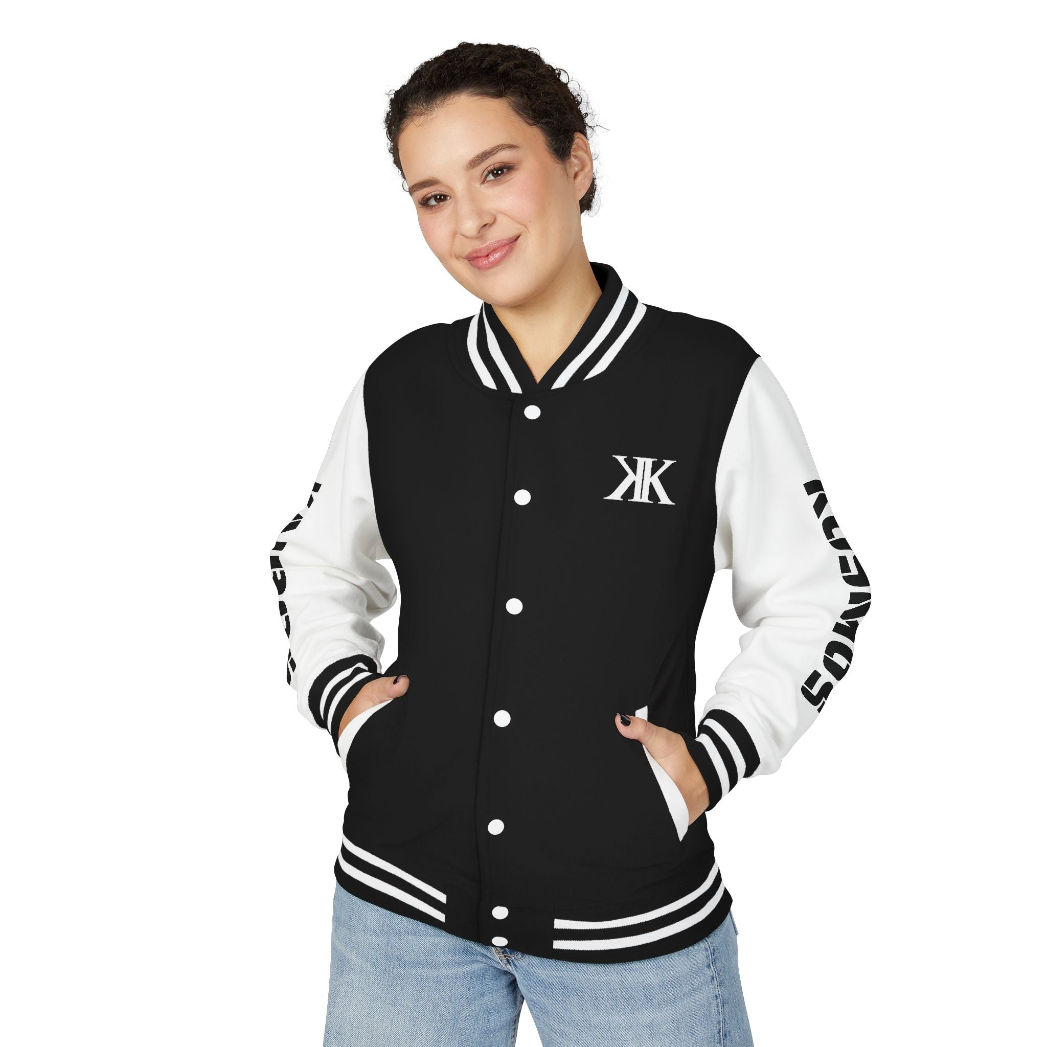 Letterman Jacket BLACK — "Give No Fu*ks" Bold Varsity Bomber