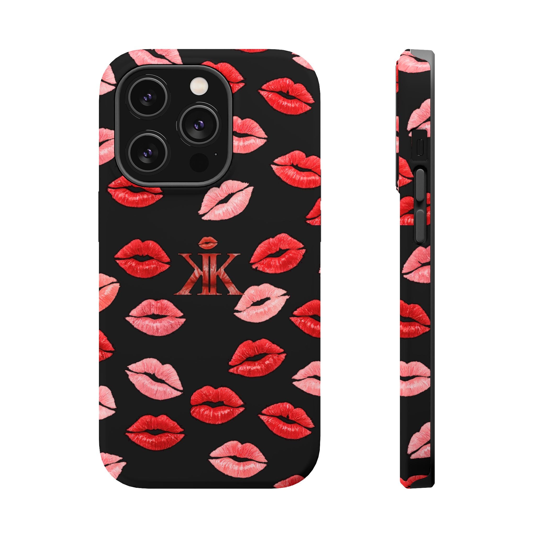 Psyche Collection BLACK - Kiss Pattern Magnetic Impact Phone Case